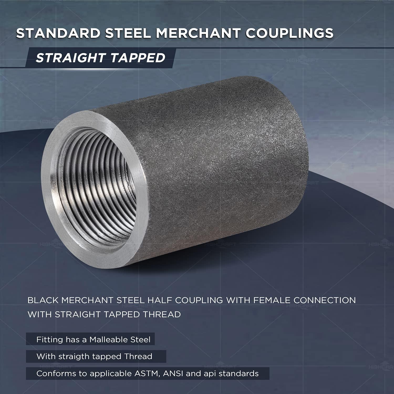 1/2" Black Coated Merchant Steel Straight Coupling