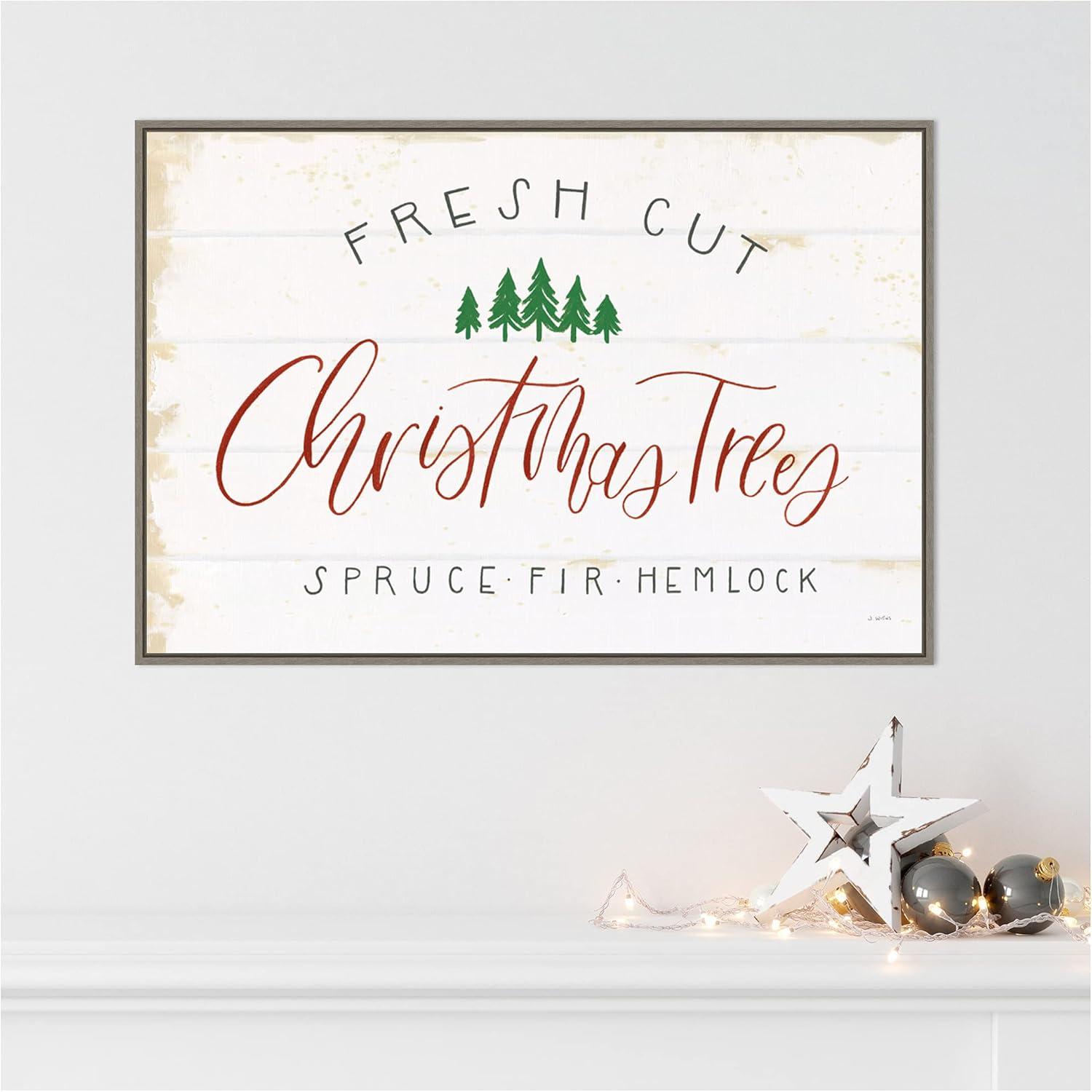 33" x 22" Christmas Farm V Framed Wall Canvas - Amanti Art