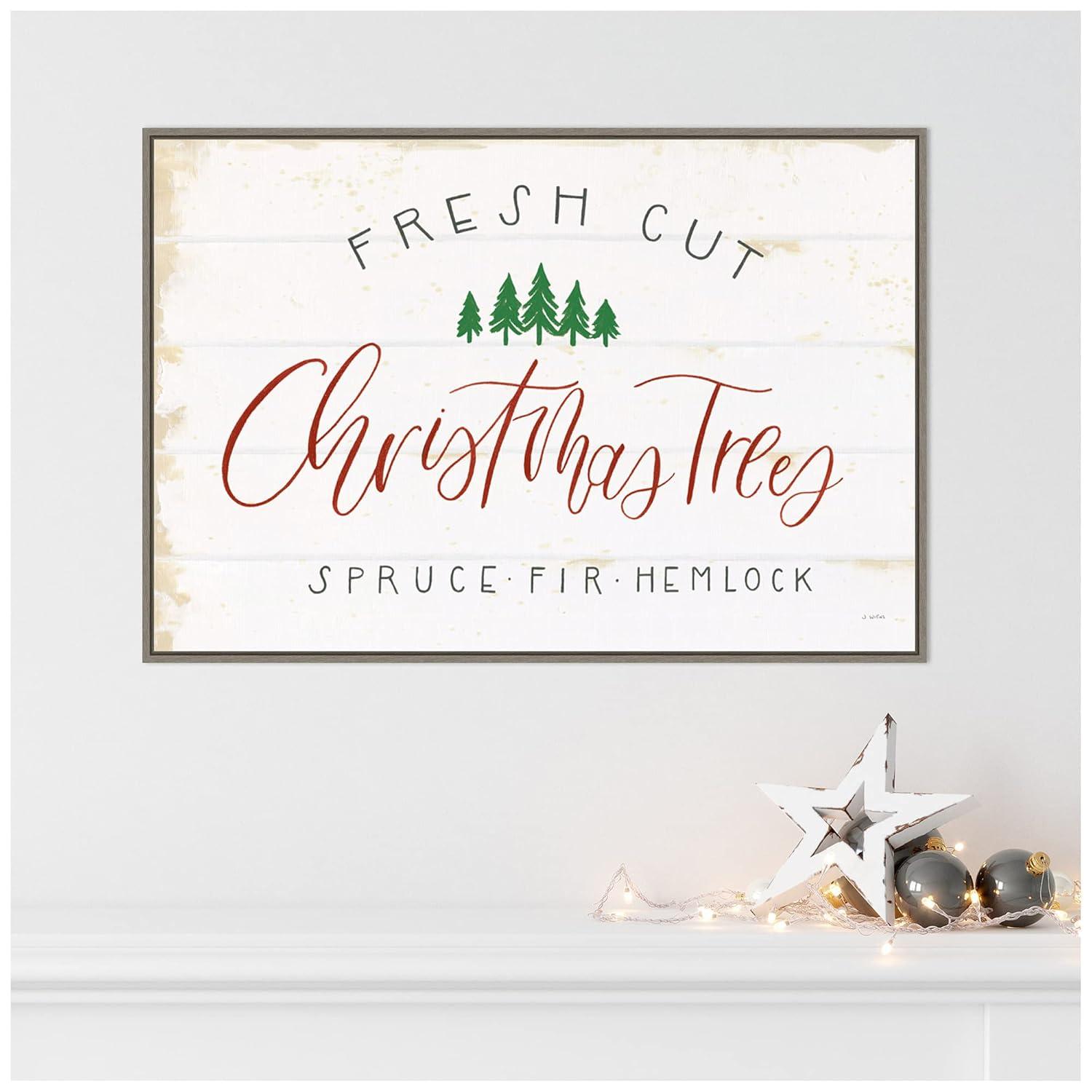 33" x 22" Christmas Farm V Framed Wall Canvas - Amanti Art