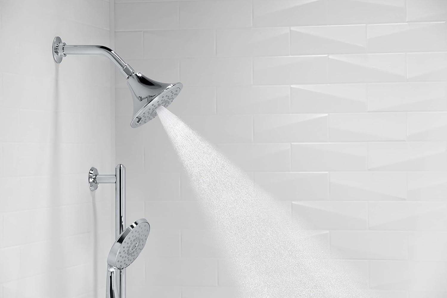 Kohler Forte 1.75 gpm Multifunction Wall Mount Showerhead, Three Spray Settings, 5.5" High Pressure Spray Head