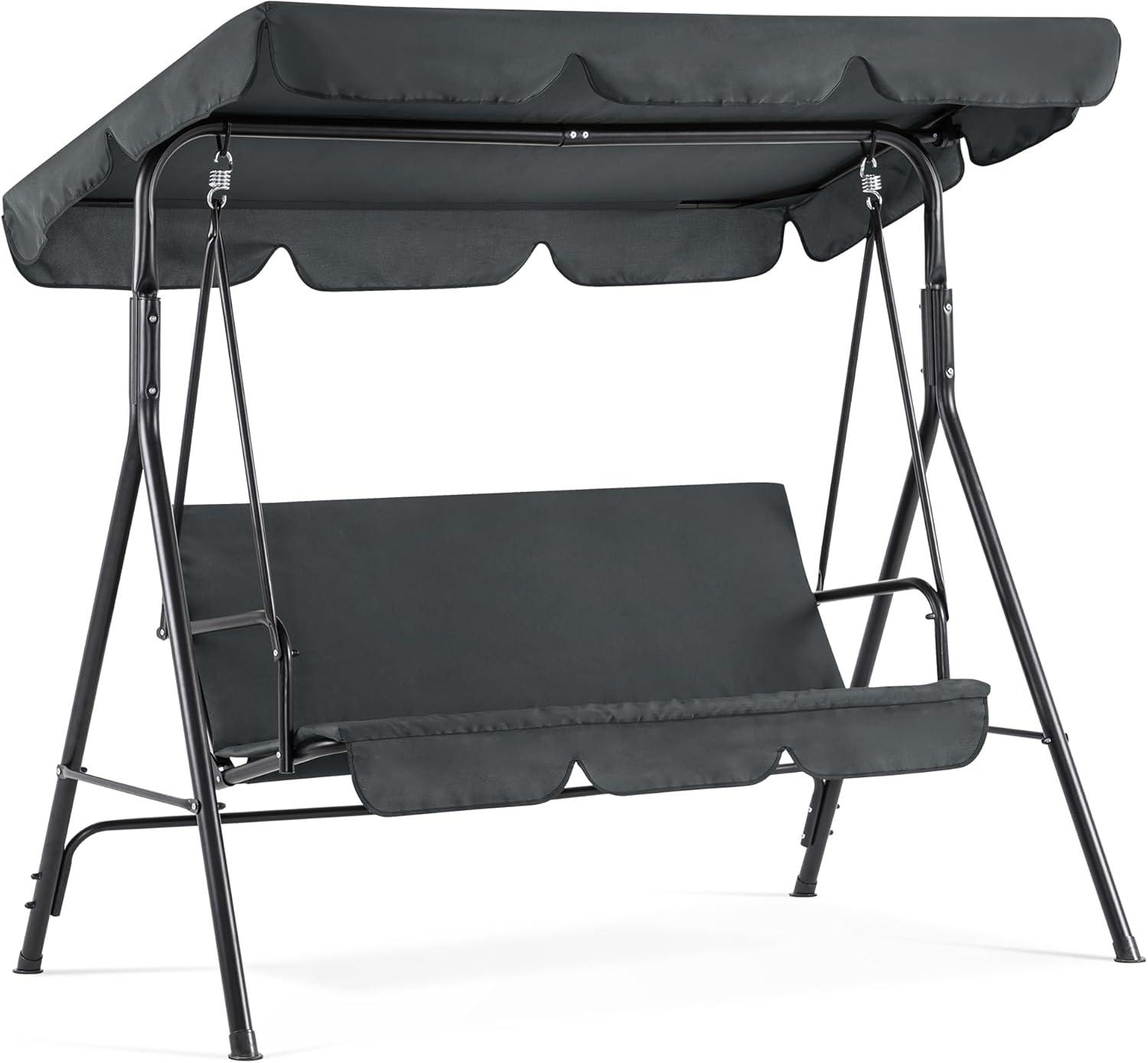 3-Person Outdoor Swing with Convertible Canopy 4003 (Dark Gray)