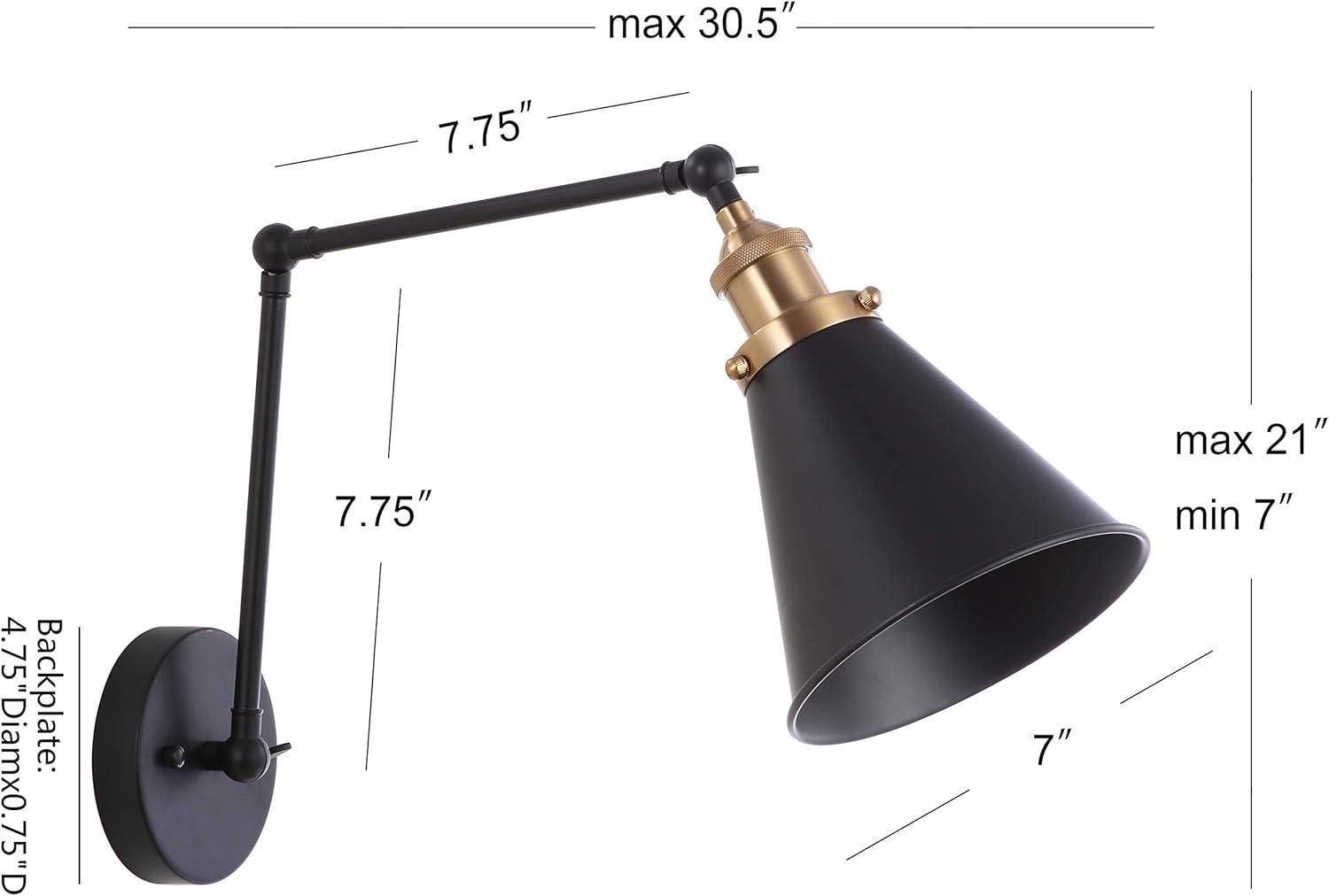 Rover 7" Adjustable Arm Metal LED Wall Sconce, Black