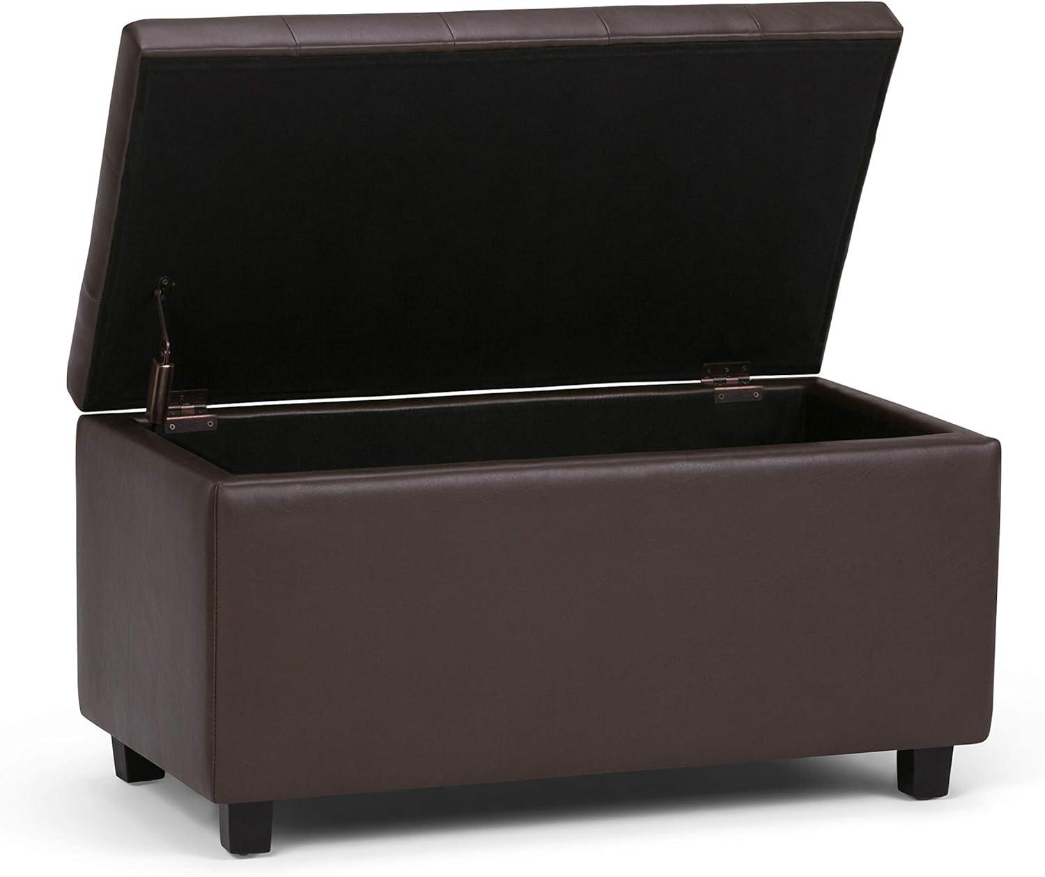 Cosmopolitan Chocolate Brown Tufted Faux Leather Storage Ottoman