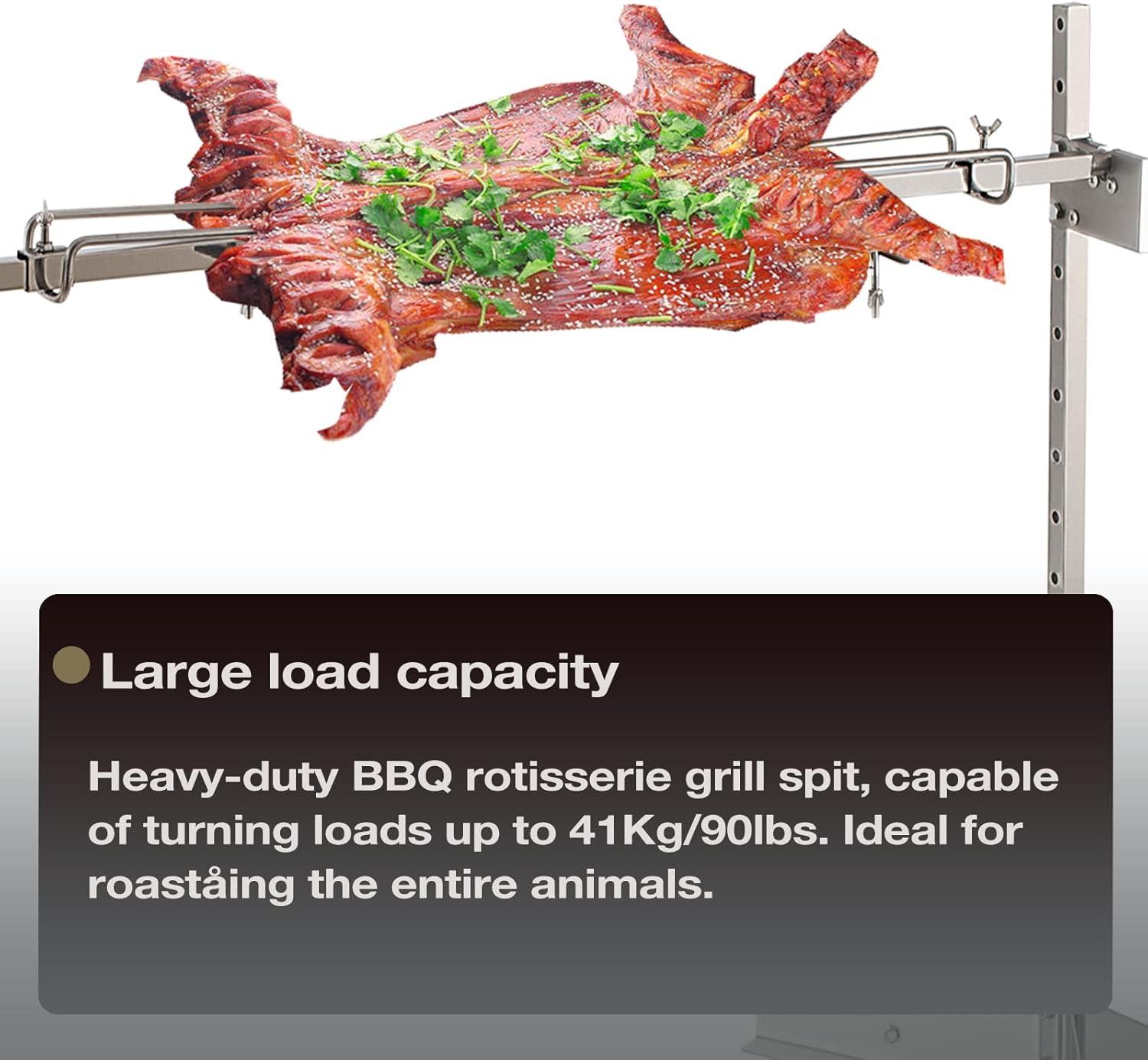 DEWOSEN 51" Rotisserie Grill Roaster 132LBS 50W Motor Pig Rotisserie with Windscreen Outdoor BBQ