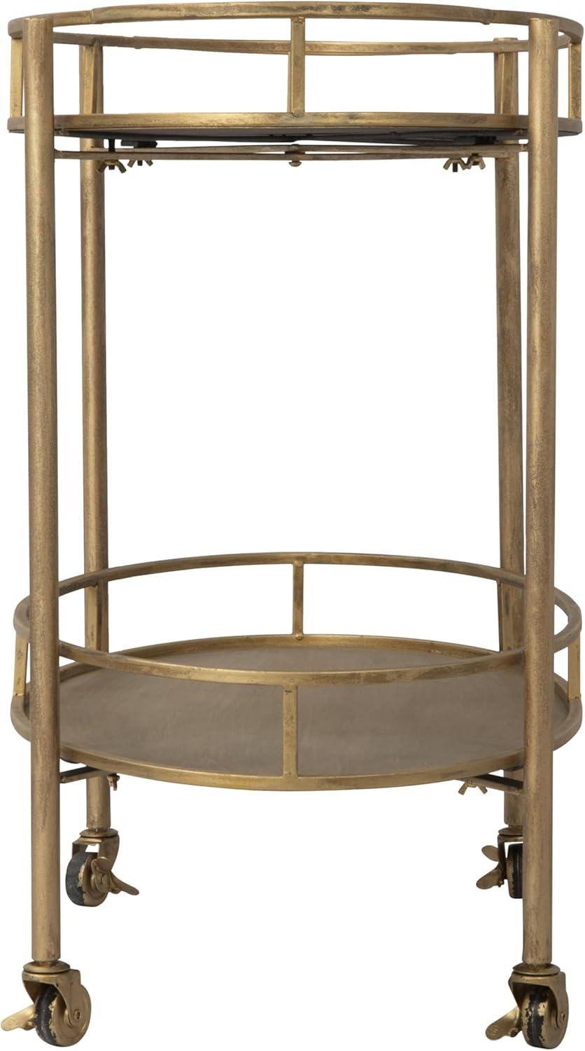 Creative Co-Op 2-Tier Metal Bar Cart with Locking Caster Wheels