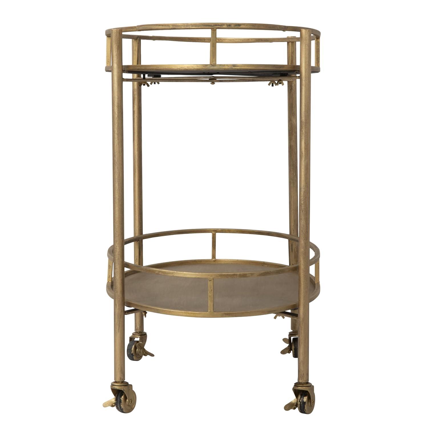 Creative Co-Op 2-Tier Metal Bar Cart with Locking Caster Wheels