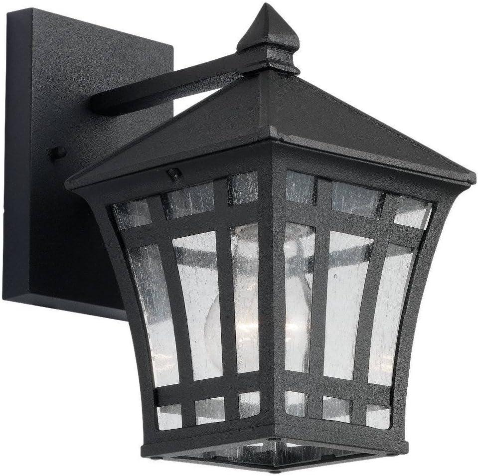 Black Outdoor Wall Lantern with Clear Seeded Glass