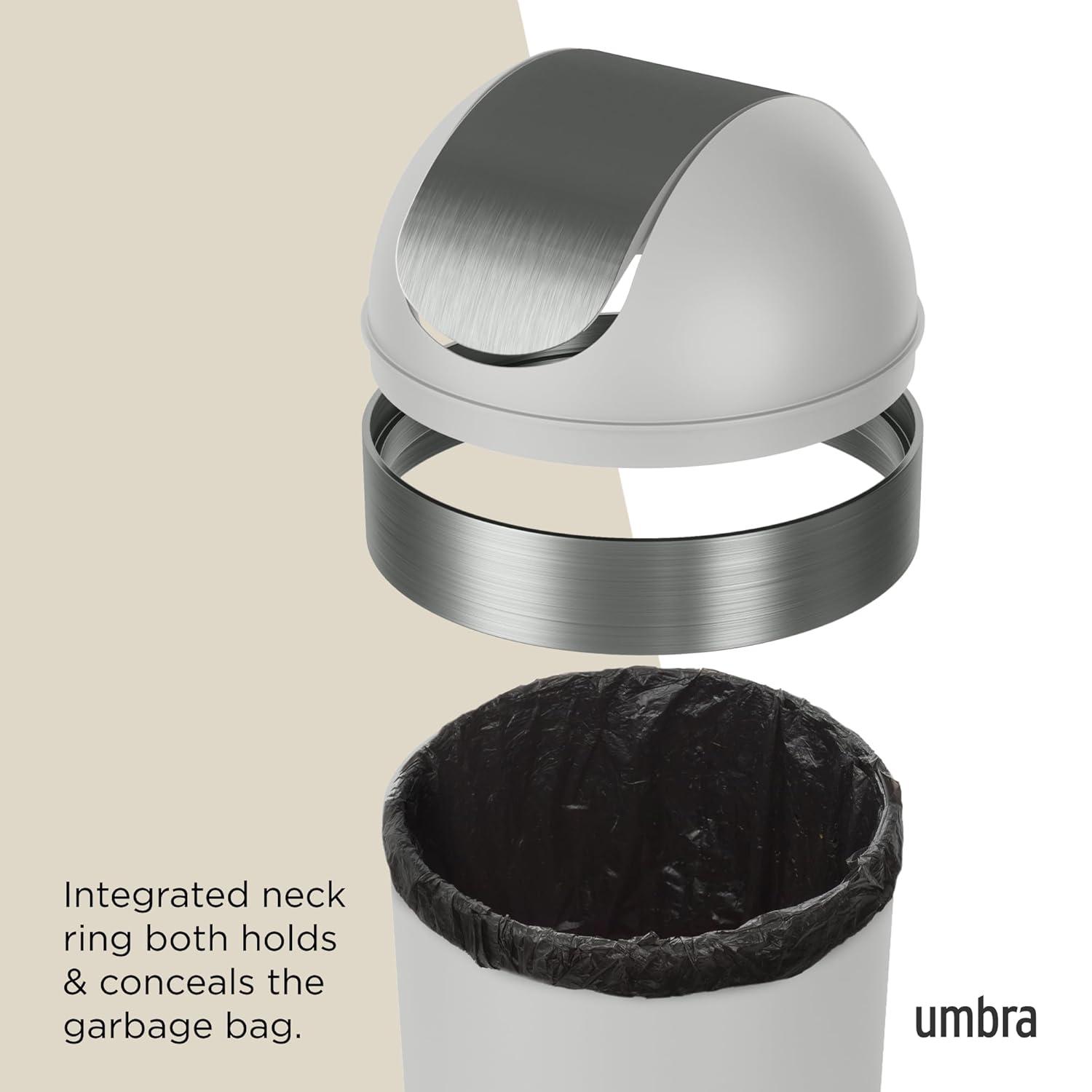 Umbra 16.5gal Venti Can Gray/Nickel: Indoor Swing-Top Trash Can, Polypropylene, 35" Height, 14.6" Width, 5.6 lbs