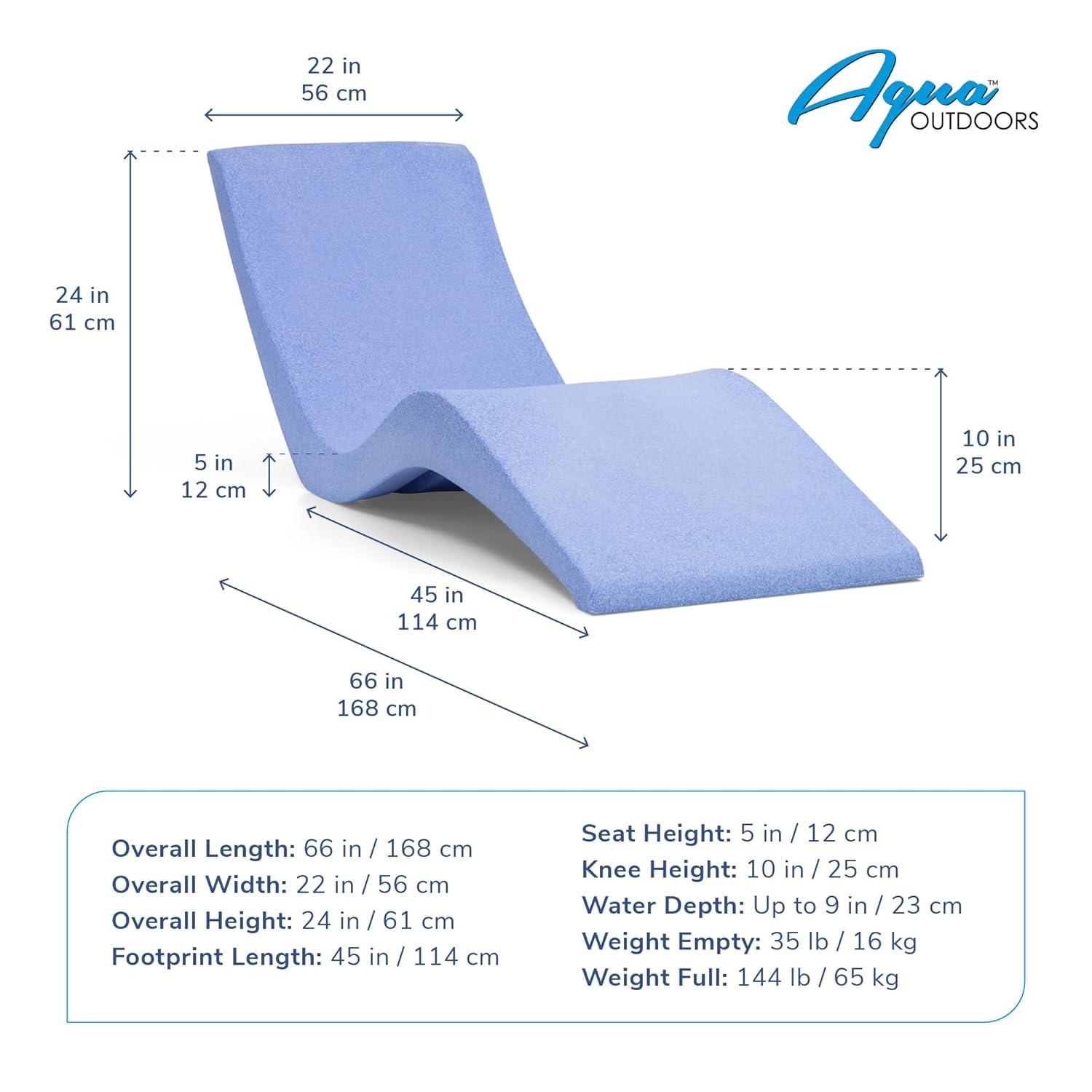 Aqua Outdoors - in-Pool Chaise Lounger - Pool & Sun Shelf Lounge Chair - Designed for Water Depths Up to 9” - Compatible with All Types - Poolside & Sun Deck Tanning - Set of 2 - Coral Reef