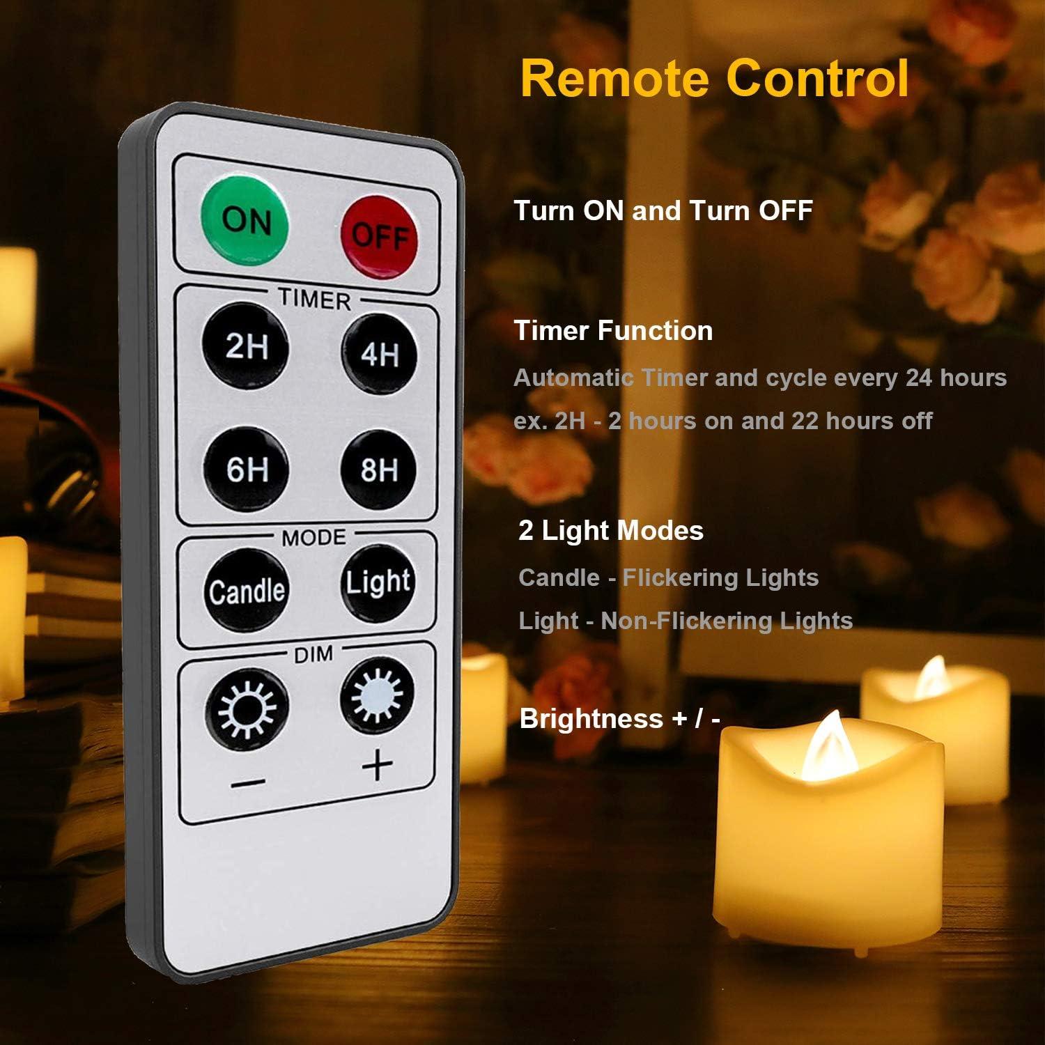 Candle Choice 6 Piece Flameless LED Votive Candles with Remote & Timer - Realistic Flickering Battery-operated Powered Electronic Tealight Candles 1.5”x1.5” Long Lasting Batteries Included 6-Pack