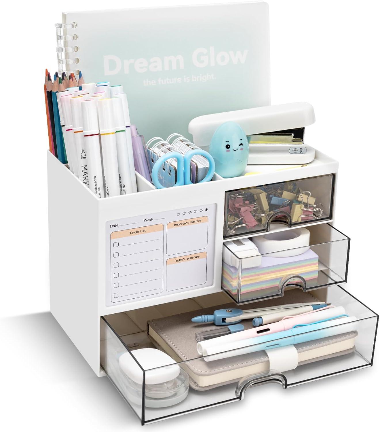 Polished ABS Plastic Multi-Functional Desk Organizer with Drawers