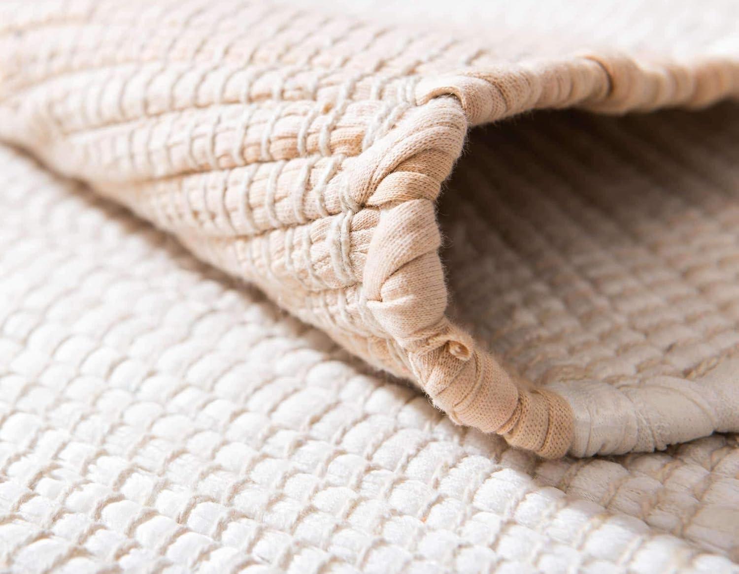 Unique Loom Chindi Rag Collection Area Rug - Striped (9'  x 12' 2" Rectangle Beige/Ivory)