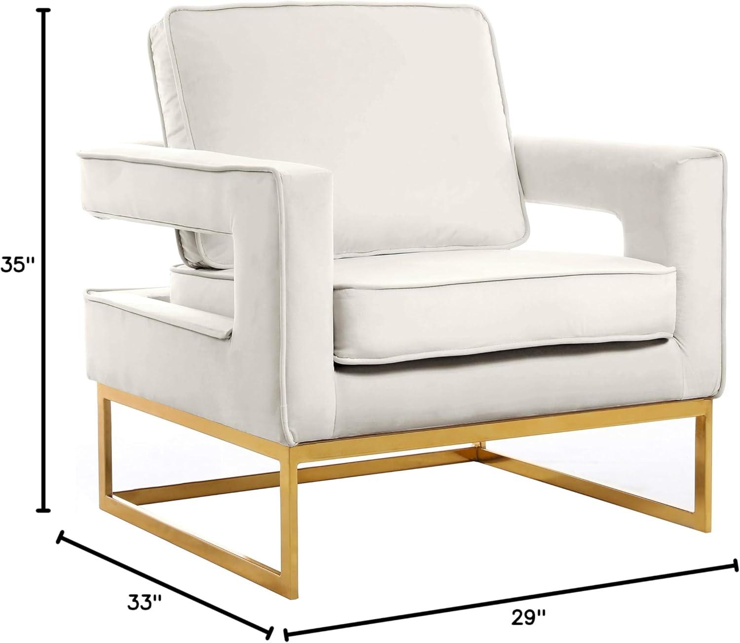 Meridian Furniture Noah Cream Velvet Accent Chair with Gold Iron Base