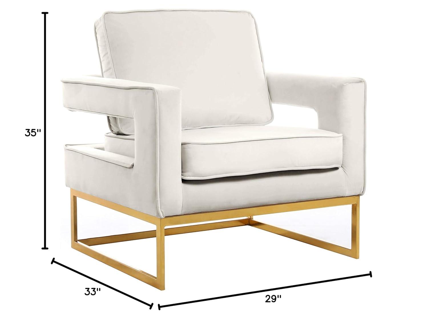 Meridian Furniture Noah Cream Velvet Accent Chair with Gold Iron Base