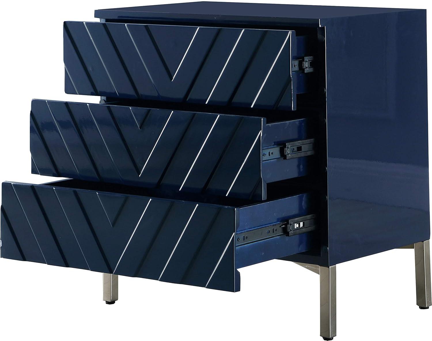 Collette Accent Table in Navy Lacquer/Chrome-Meridian Furniture