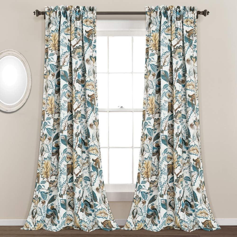 Jacobean Garden Polyester Room Darkening Curtain Pair (Set of 2)