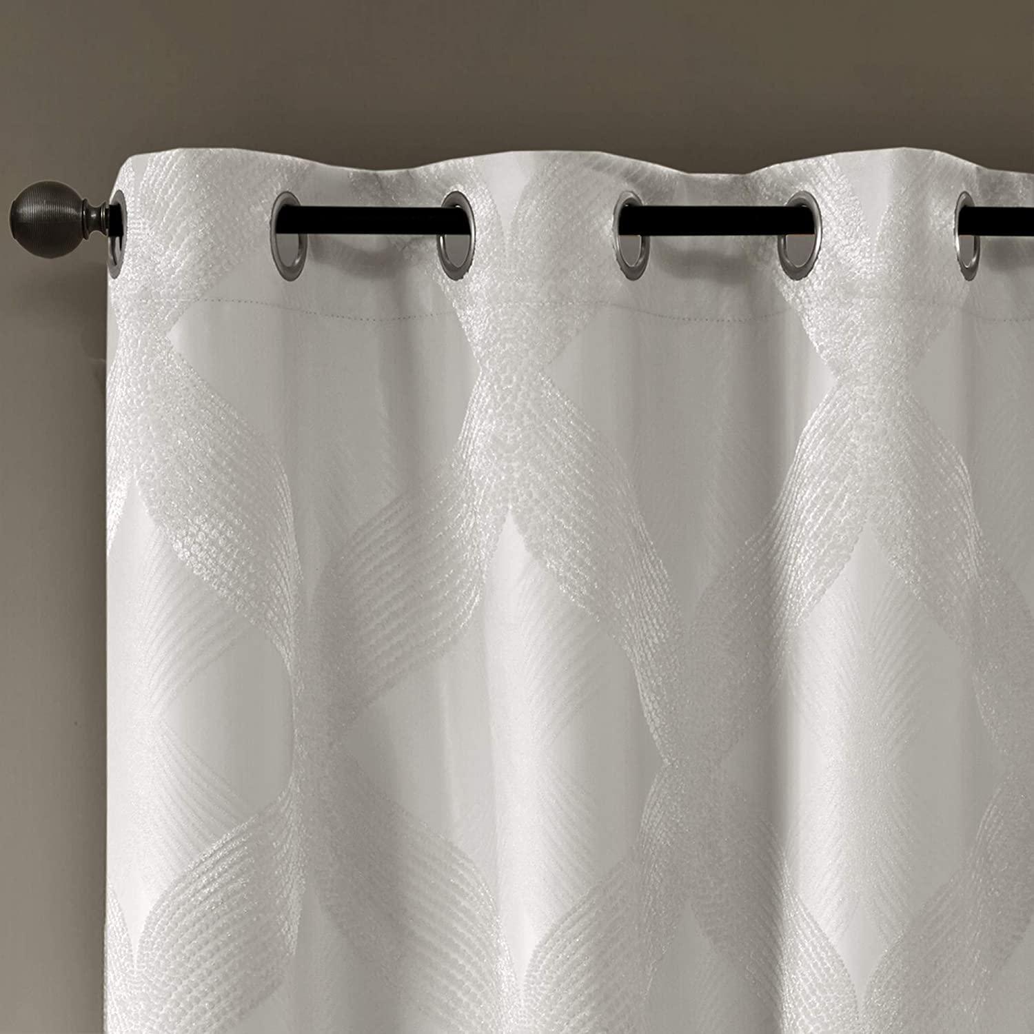 Madison Park Bentley Ogee Knitted Jacquard Geometric Total Blackout Single Curtain Panel