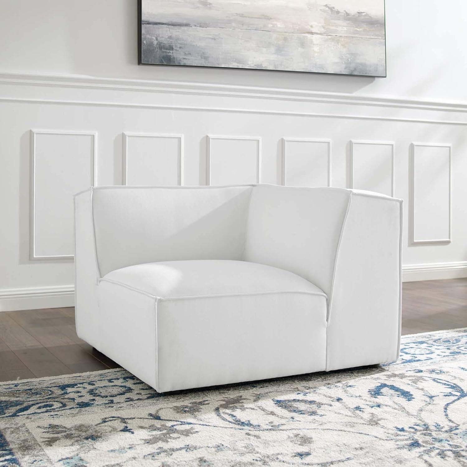 Modway Restore Sectional Sofa Corner Chair White: Upholstered Polyester, Wood Frame, Modern Style