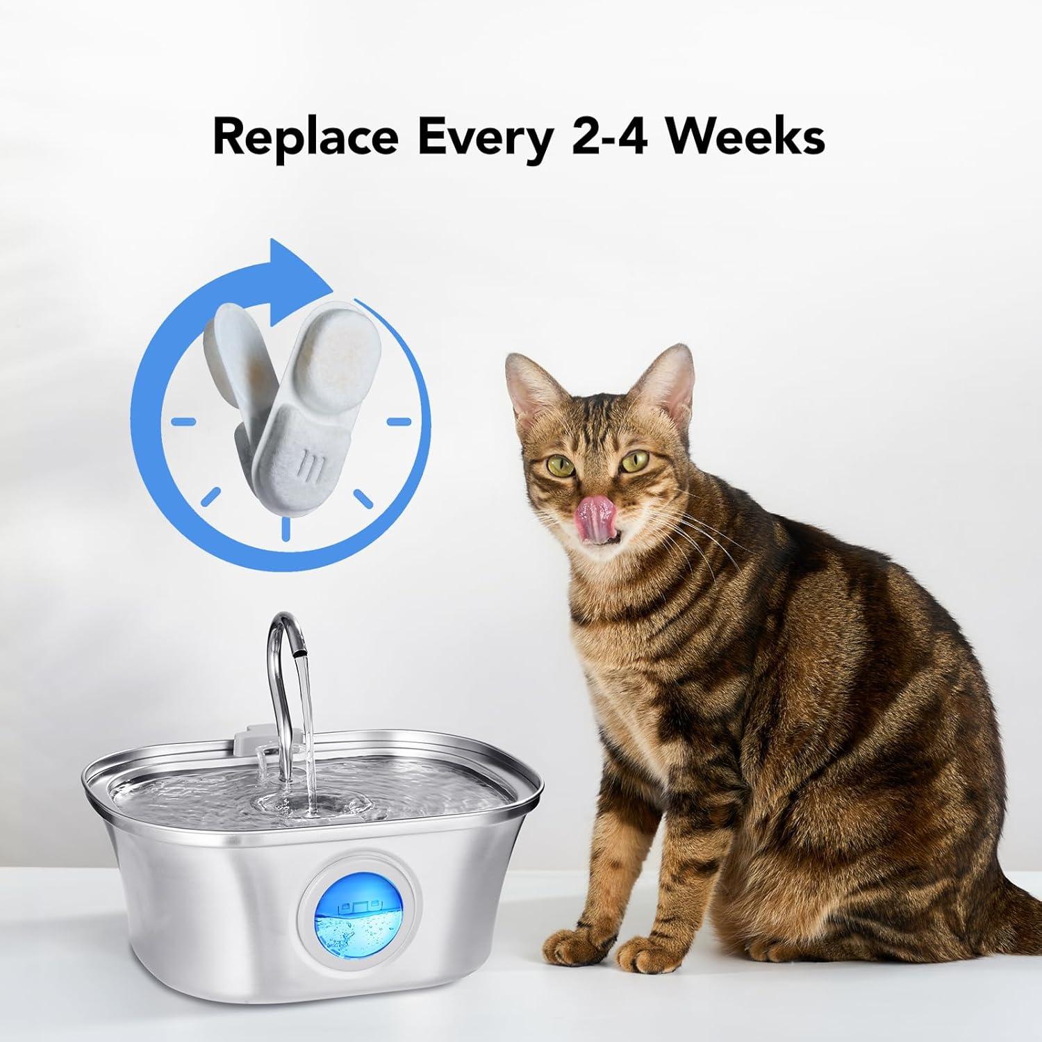 HICC PULE 9 Packs Cat Water Fountain Replacement Filters & Sponges for HICC PULE Stainless Steel Cat Water Fountain