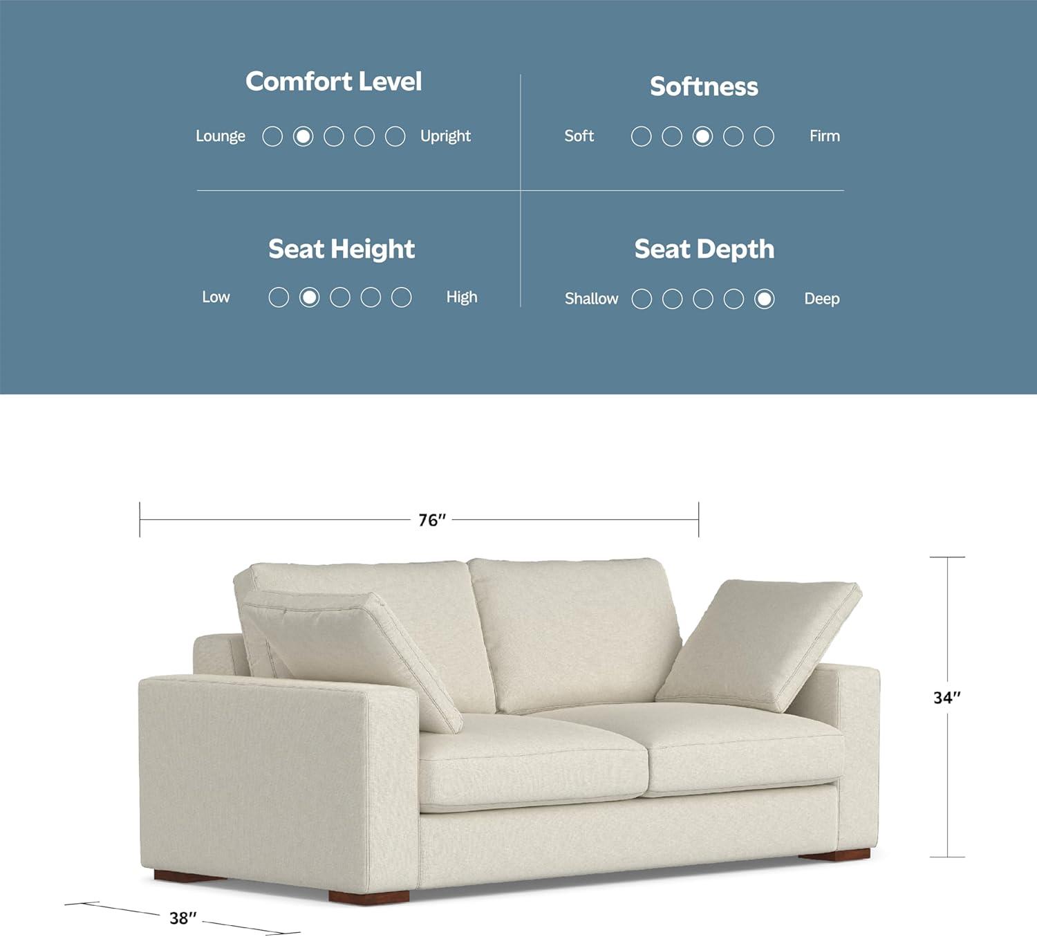 AllModern Tatum Deep Seater Sofa, Performance Fabric Couch for Living Room, Stain-Resistant Contemporary Sofa