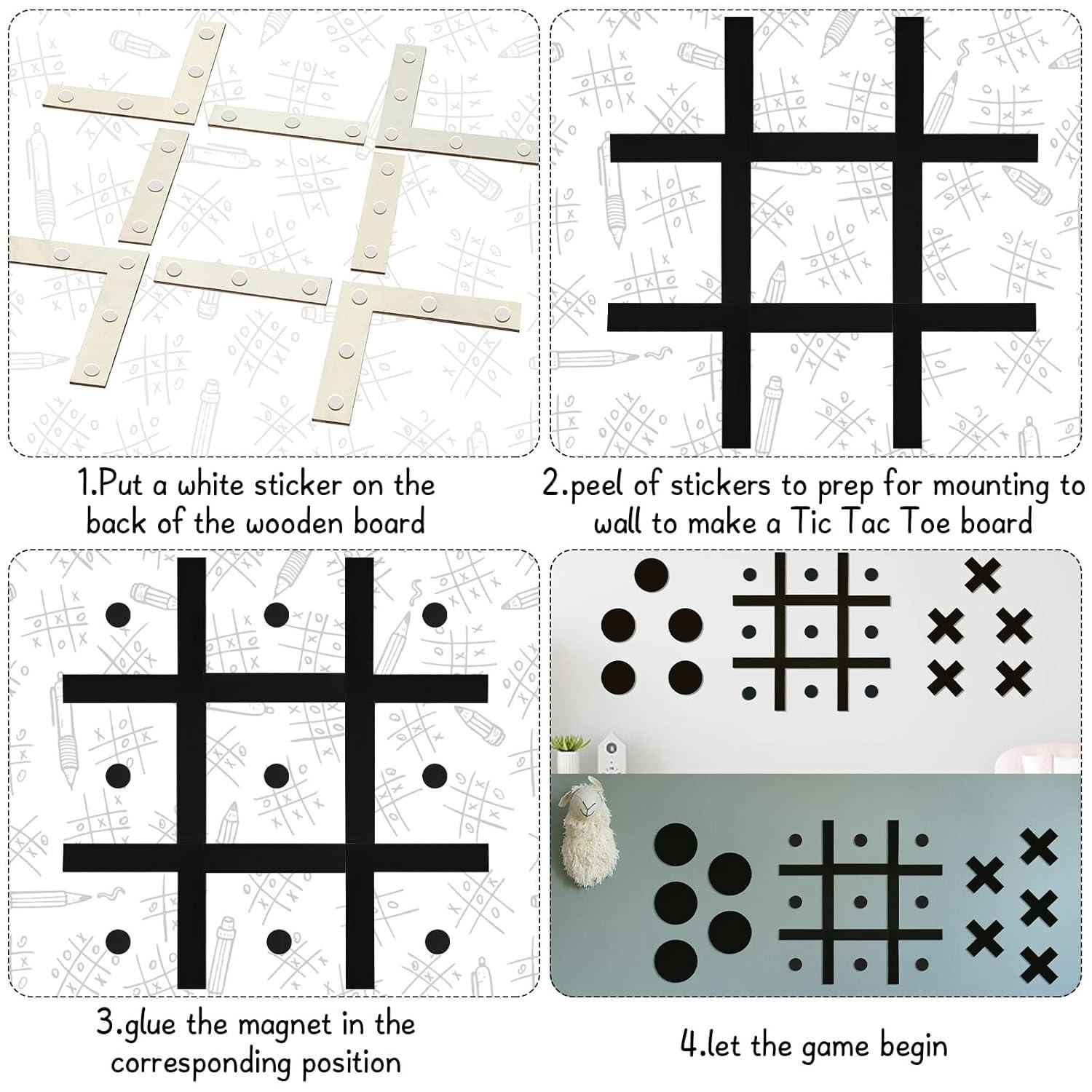 Wood Magnetic Tic Tac Toe Wall-Mount Game Fun Tic