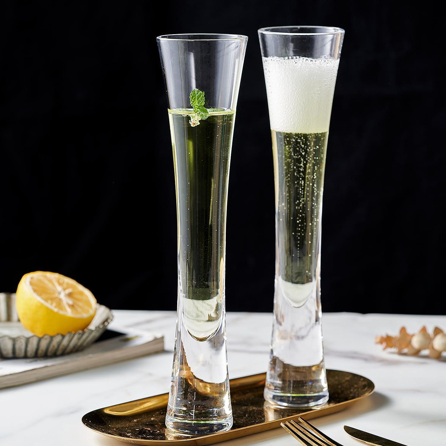 Clear Handcrafted Modern Champagne Flute Set of 2