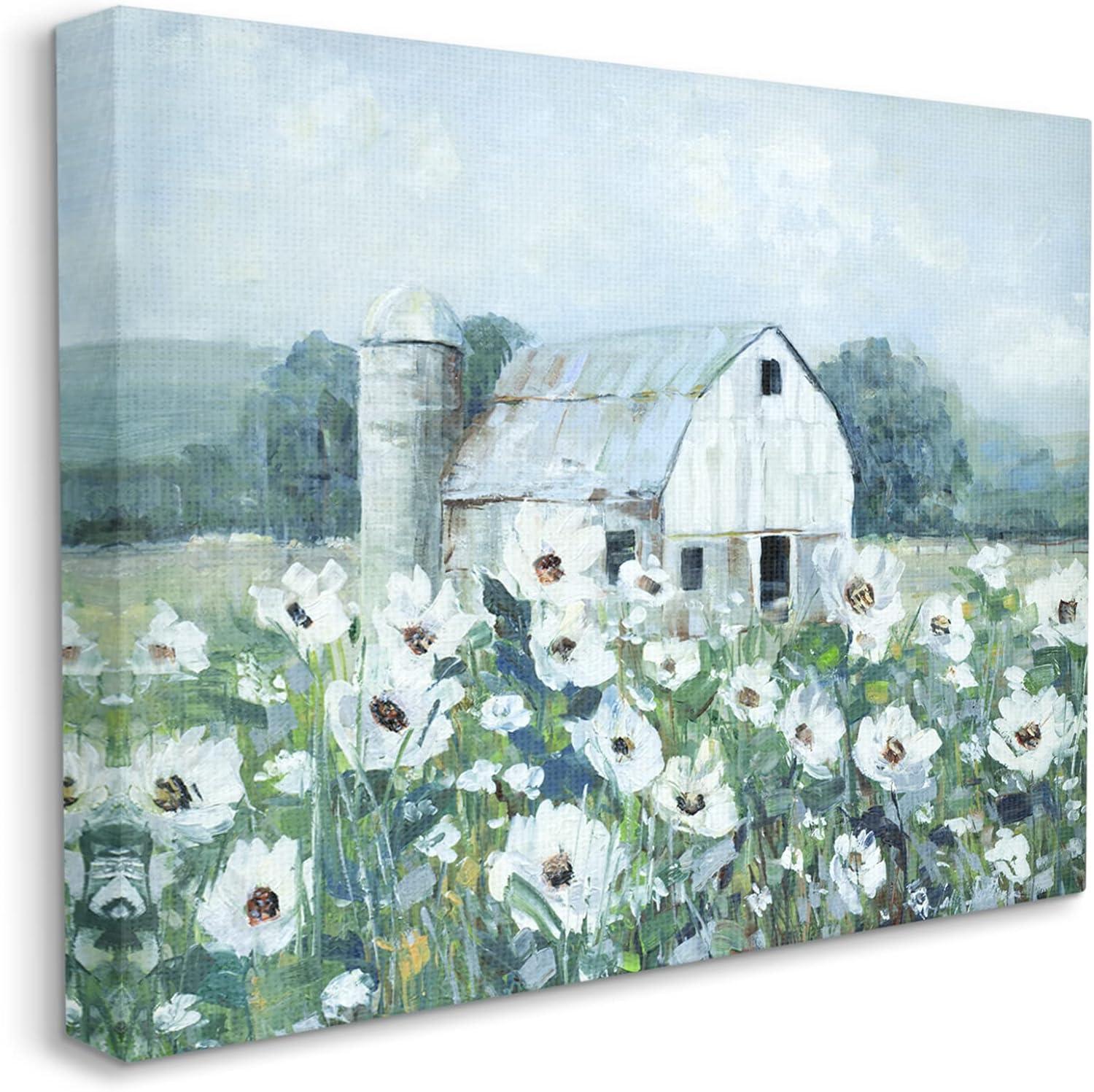 Stupell Rural Barn Flower Meadow Gallery Wrapped Canvas Wall Art