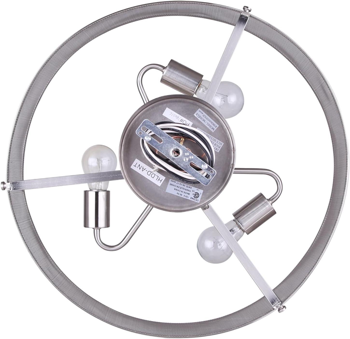 CANARM LTD ICH626A03BN20 Beckett 3 Bulb Rod Chandelier, Brushed Nickel with Metal Mesh Shade, 3 Light