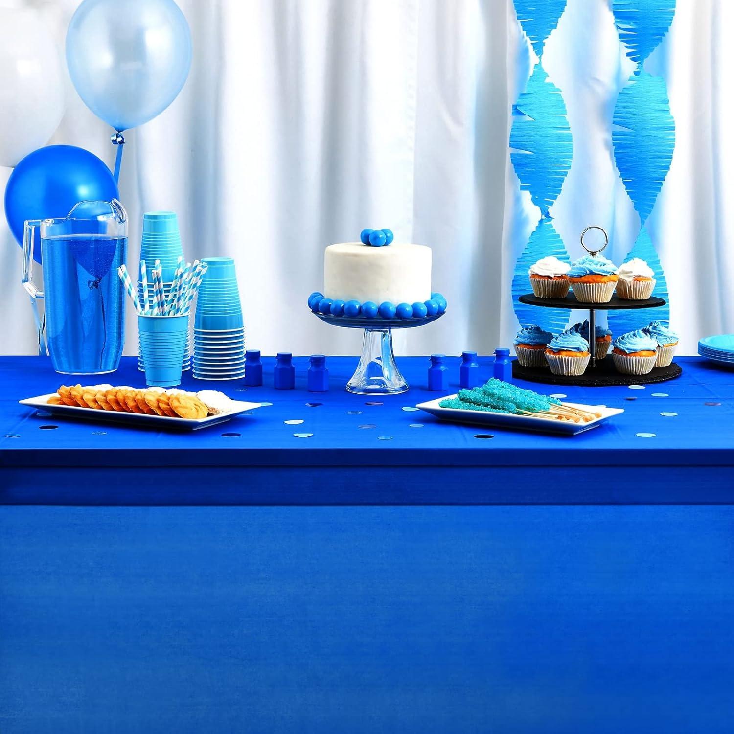 6 Pack Plastic Royal Blue Tablecloth for Parties, Rectangular Table Decorations, 54 x 108 Inches, Disposable Table Cover for Birthday, Graduation Party Supplies