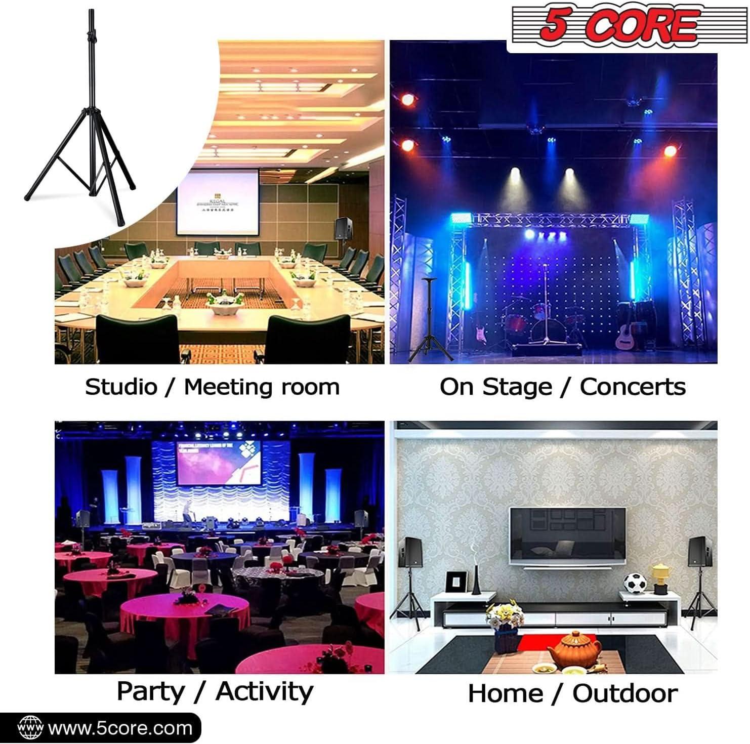 Arlmont & Co. 5 Core Speaker Stand Height Adjustable PA DJ Tripod Studio Monitor Stands w 35mm Compatible Insert