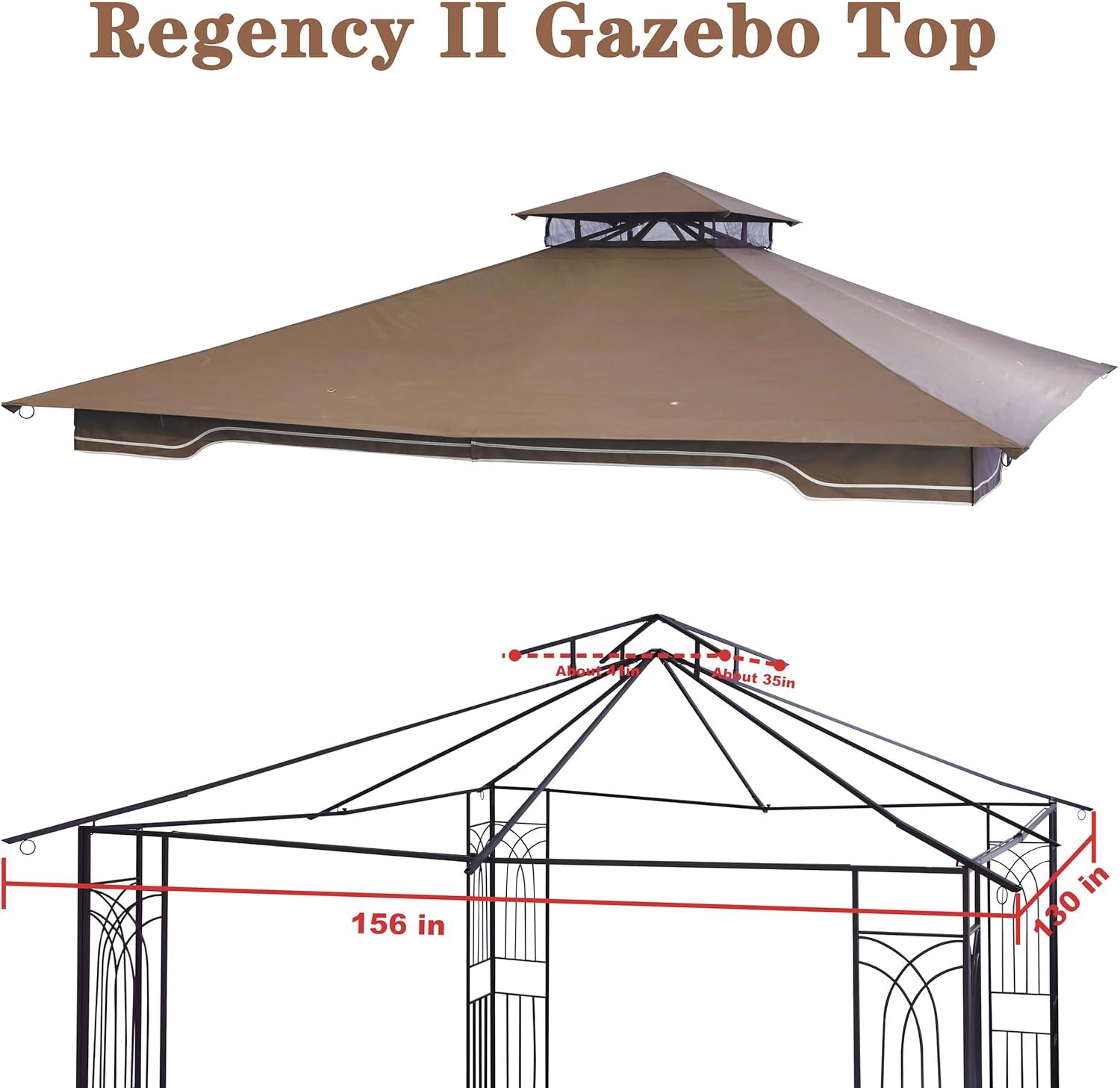 Sunjoy Brown Replacement Gazebo Canopy for 10 x 12 Regency II Patio Gazebo, Easily update your Gazebo