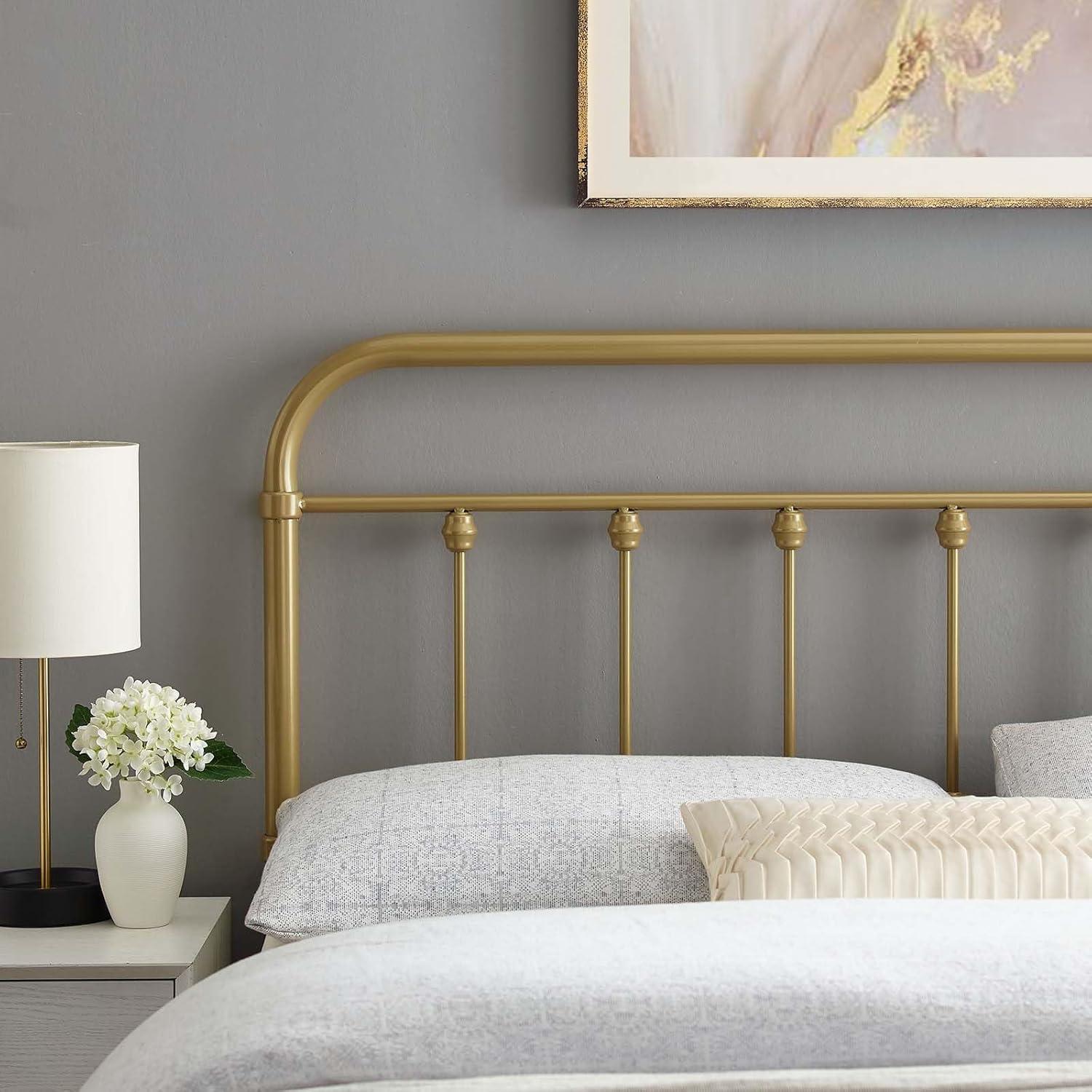 Modway Sage Twin Metal Headboard in Gold