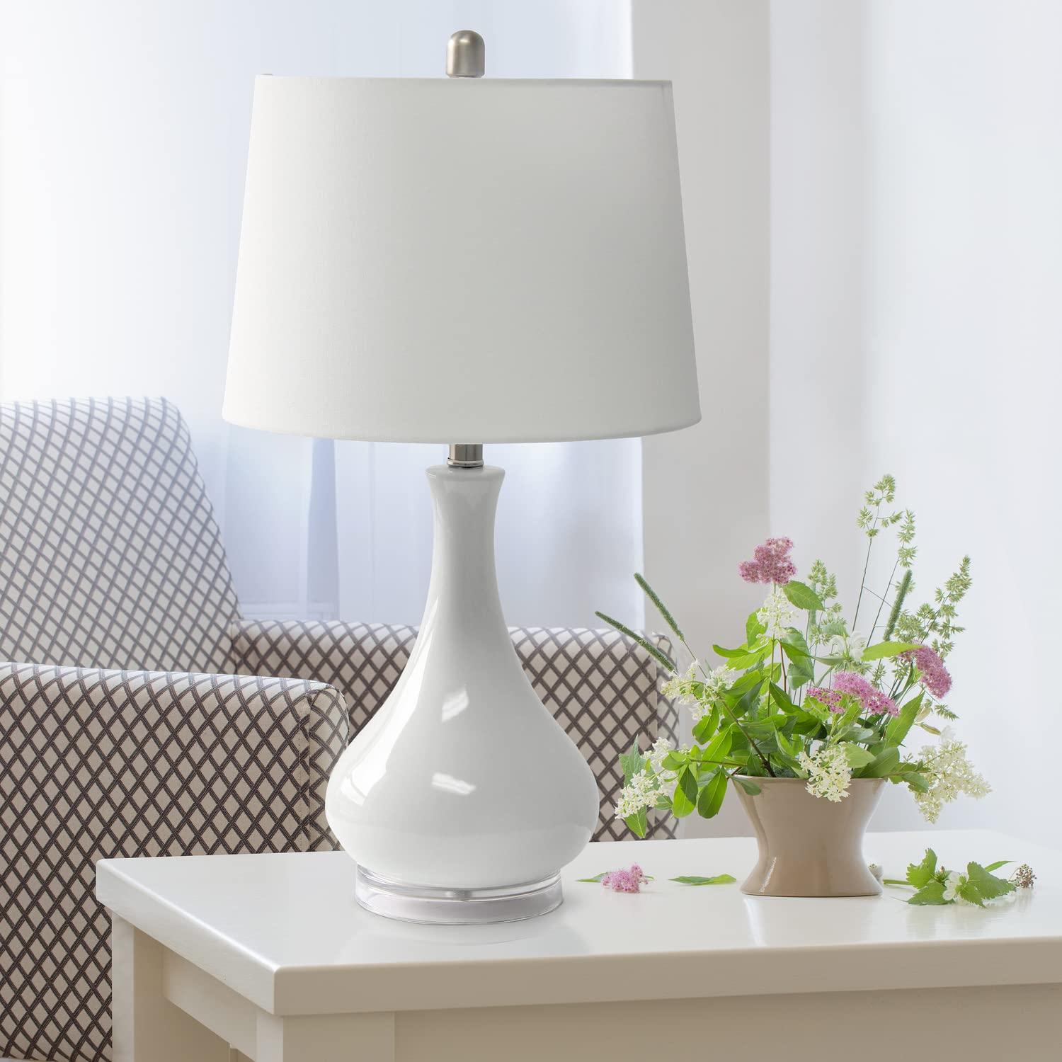 Ceramic Tear Drop Shaped Table Lamp, Gray