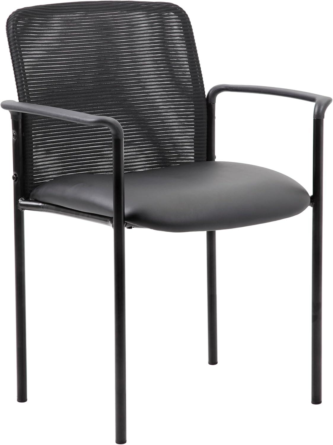Guest Chair Black - Boss Office Products: Modern Upholstered Office Seating with Lumbar Support, Fixed Arms