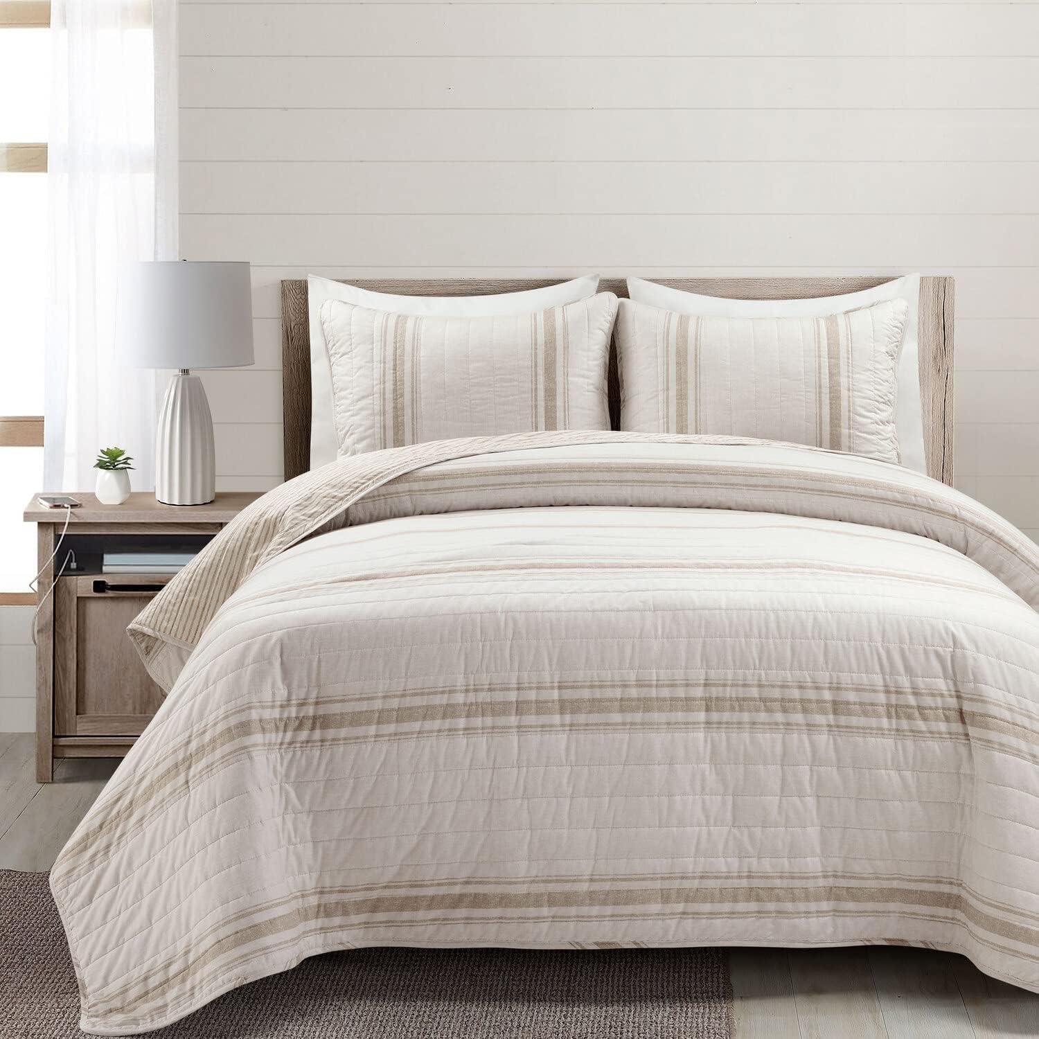 Birch Lane™ Gilroy Farmhouse / Country Cotton Striped Quilt Set