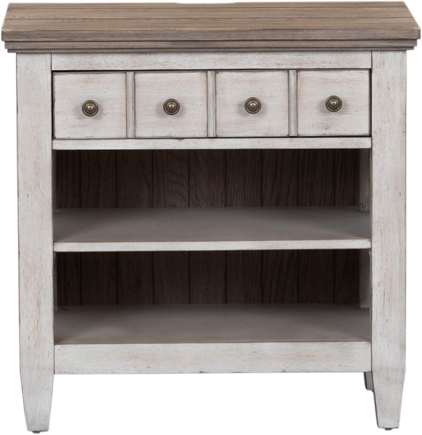 Transitional Antique White 1-Drawer Nightstand with Charging Station