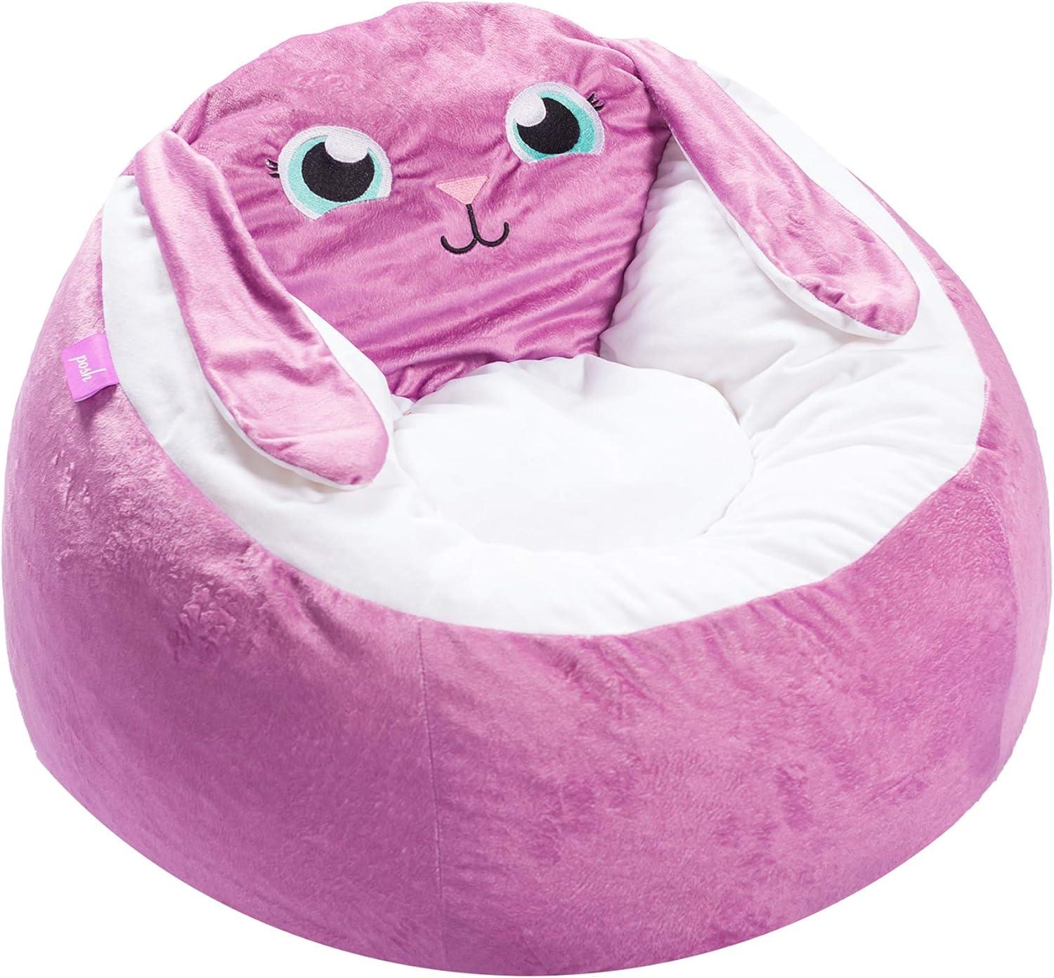 Posh Creations Animal Bean Bag Chair Structured Comfy, Cozy and Soft Filled Kid Bean Bag Lounger Seat for Gaming, Reading and Watching TV, for Children, Multiple Faux Fur Animal Chair Designs