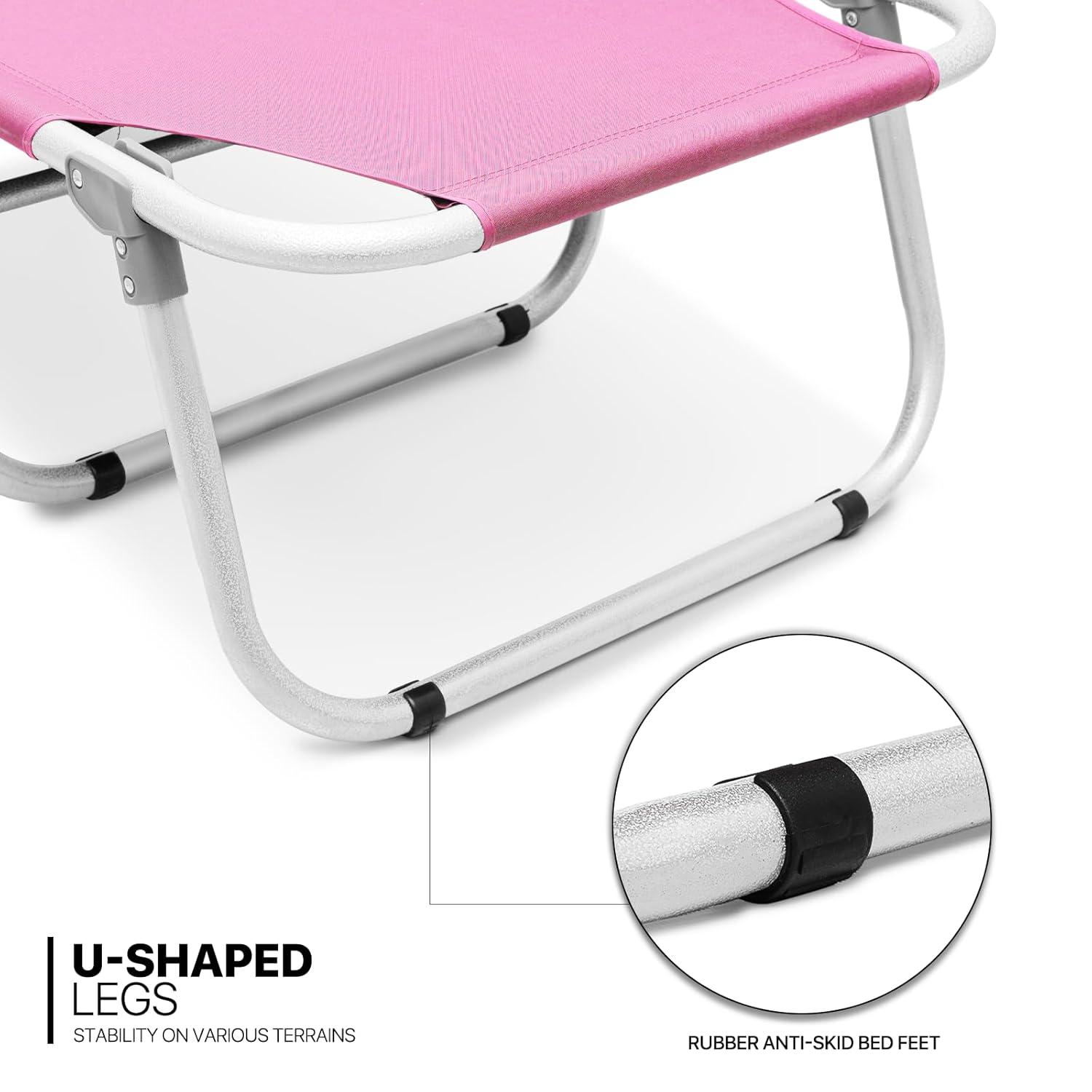 Folding Travel Cot Portable Camping Bed with Pillow & Carry Bag for Beach Indoor & Outdoor Travel