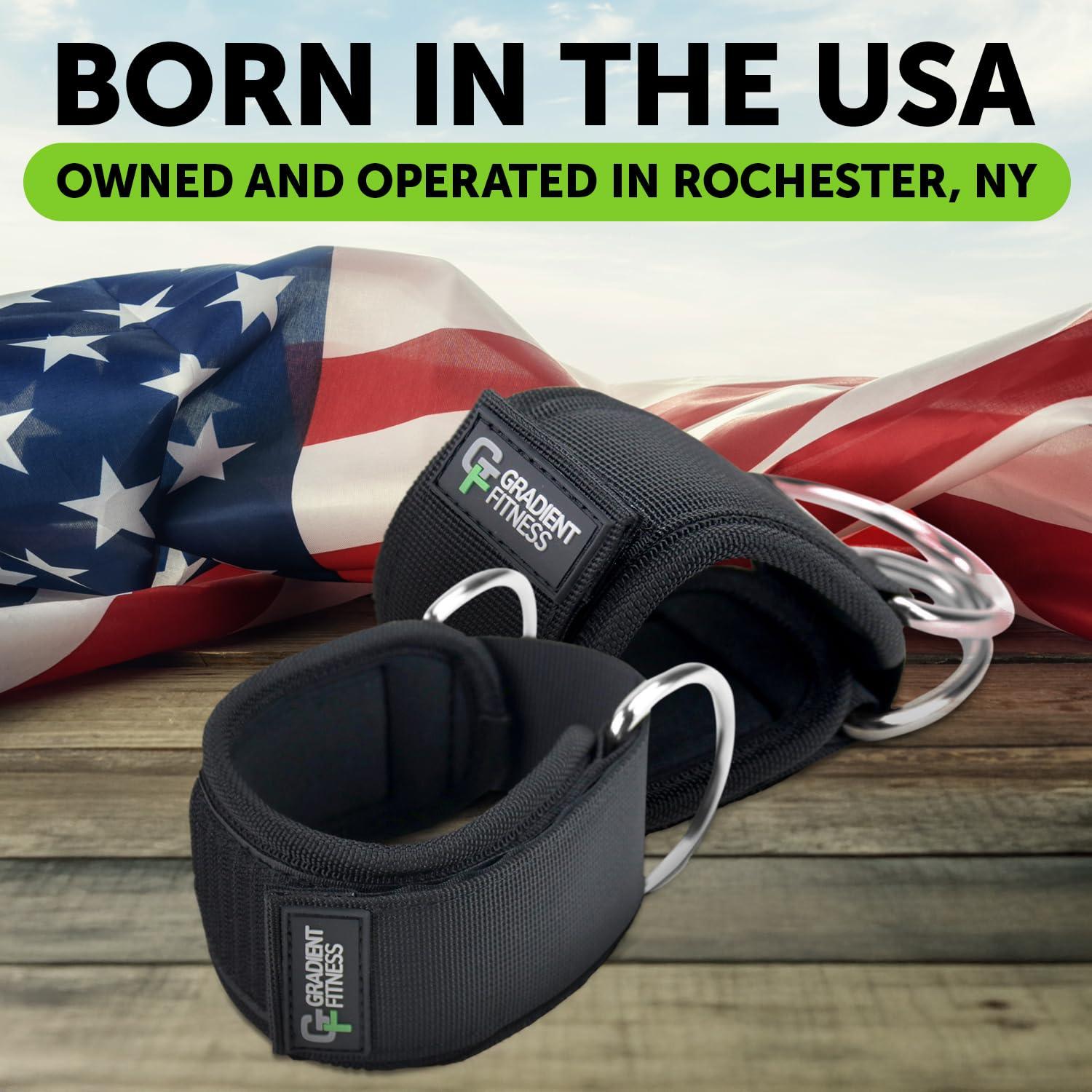 Black Neoprene Padded Ankle Straps with D-Rings