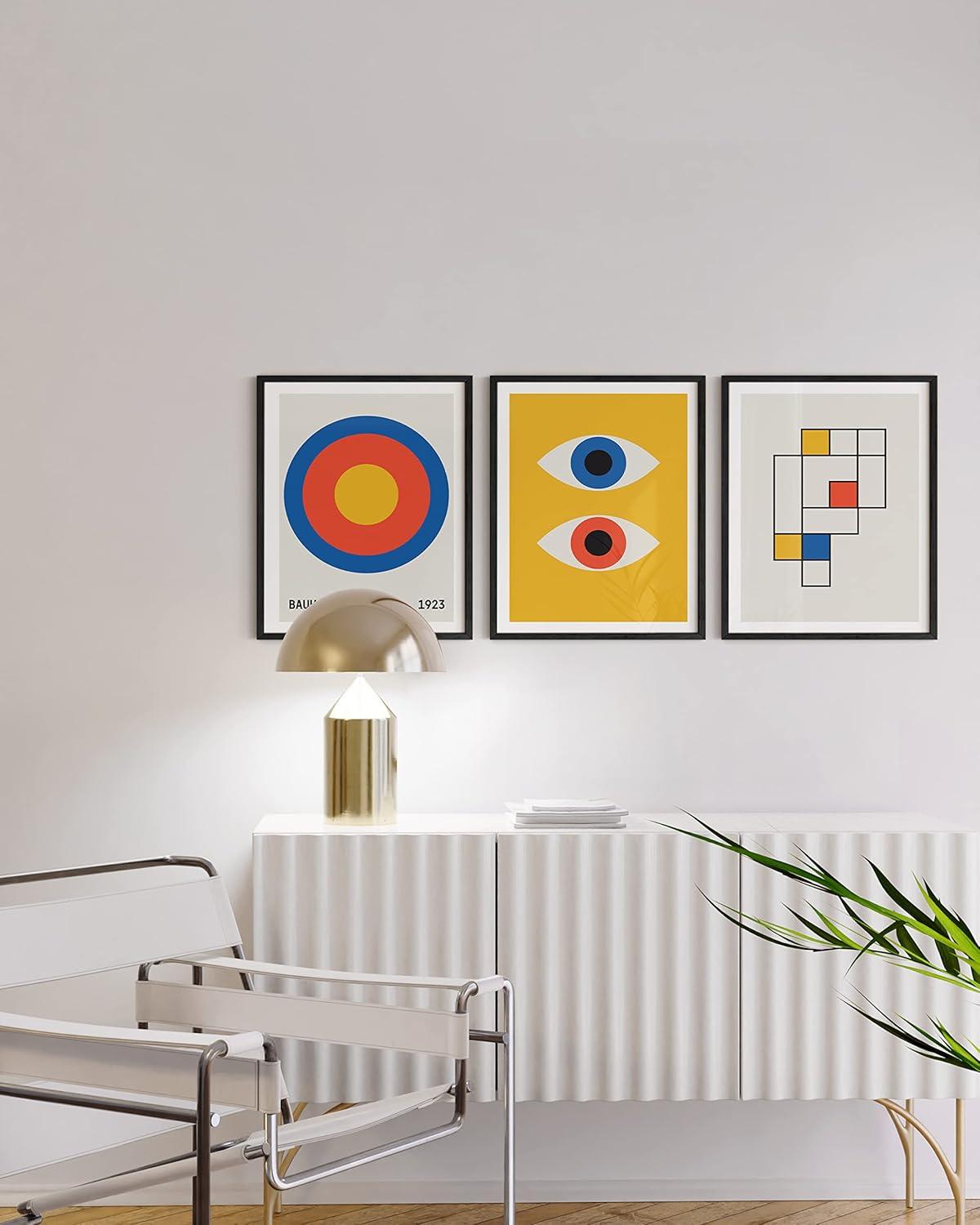 Bauhaus Geometric Abstract Art Poster Set, 12x16, Unframed