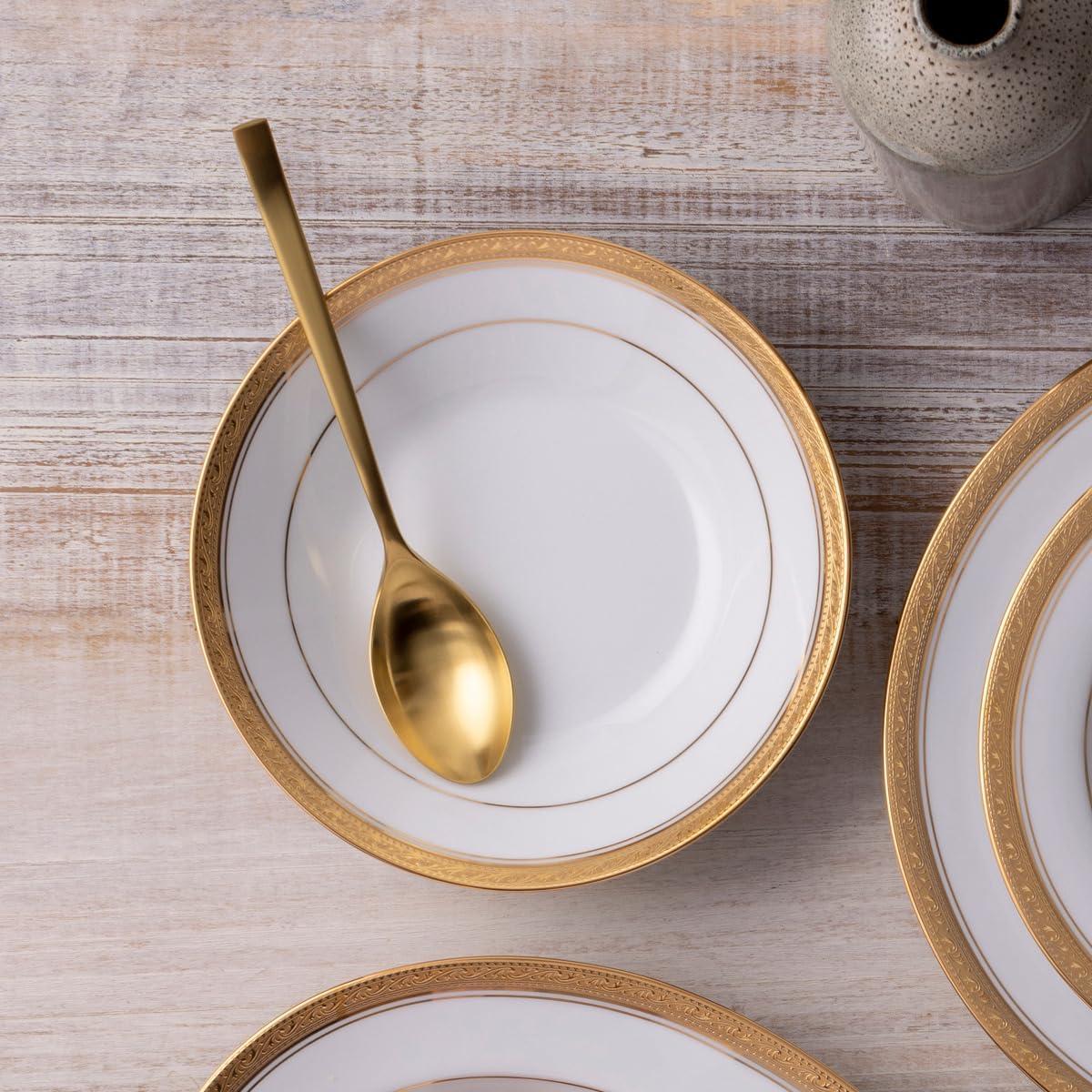 Crestwood Gold 12-Piece Porcelain Dinnerware Set with Gold Trim