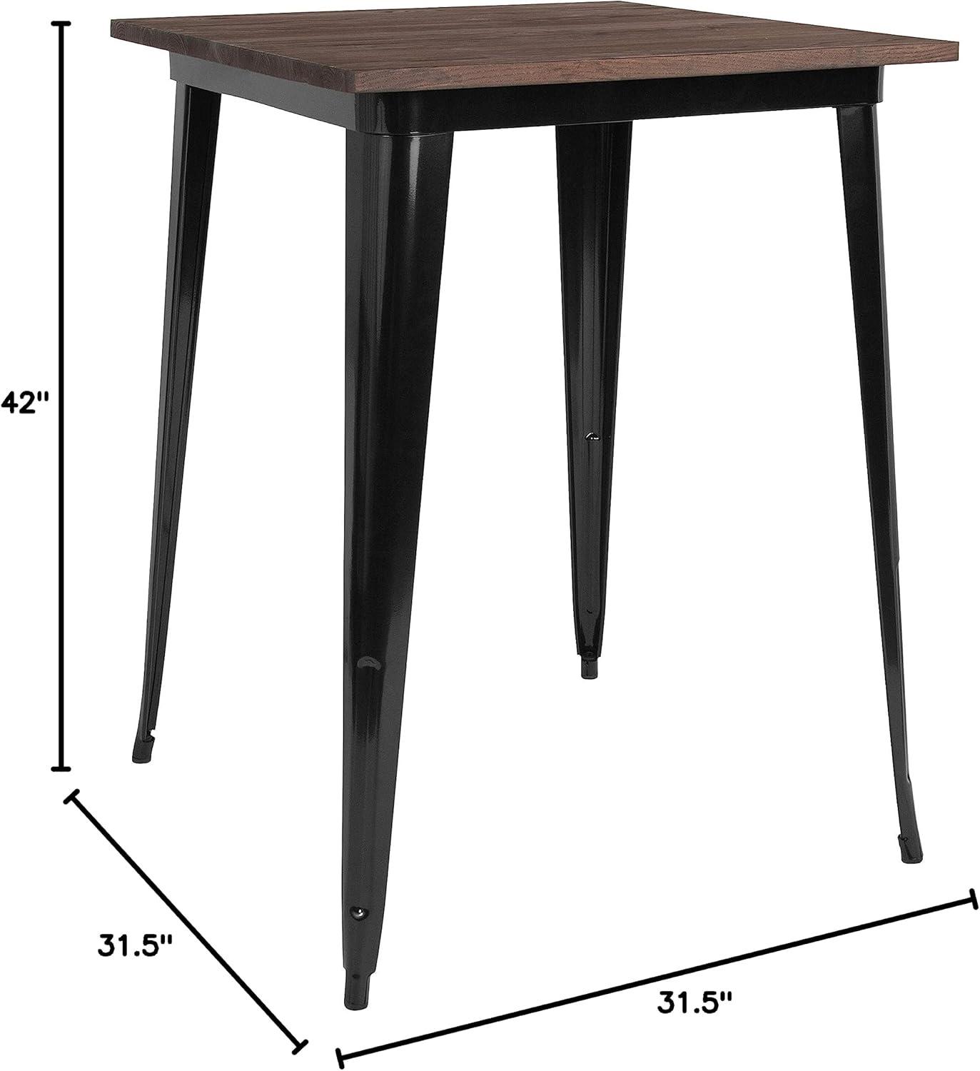 Emma and Oliver 31.5" Square Wood/Metal Indoor Bar Height Table