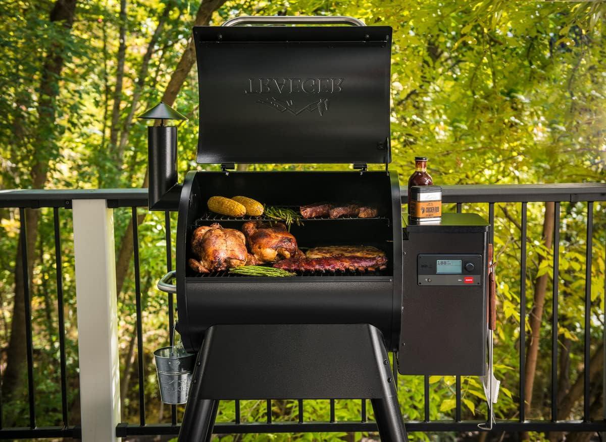 Black Steel WiFi-Enabled Wood Pellet Smoker Grill