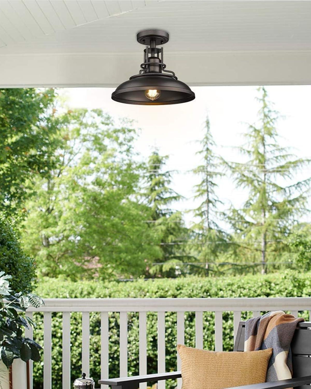 Oil Rubbed Bronze 12" Industrial Semi Flush Mount Light