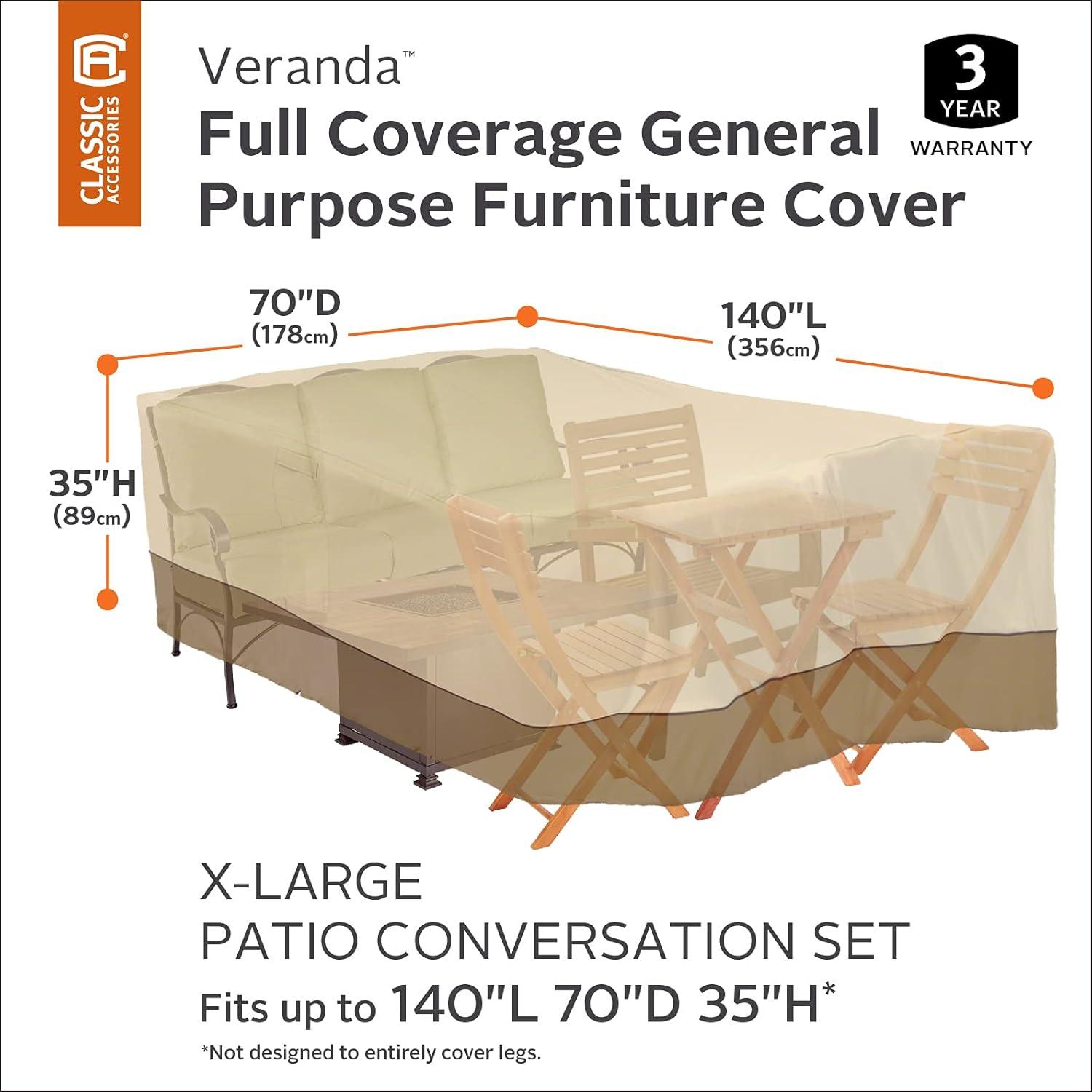 Extra Large Beige and Brown Water-Resistant Patio Furniture Cover