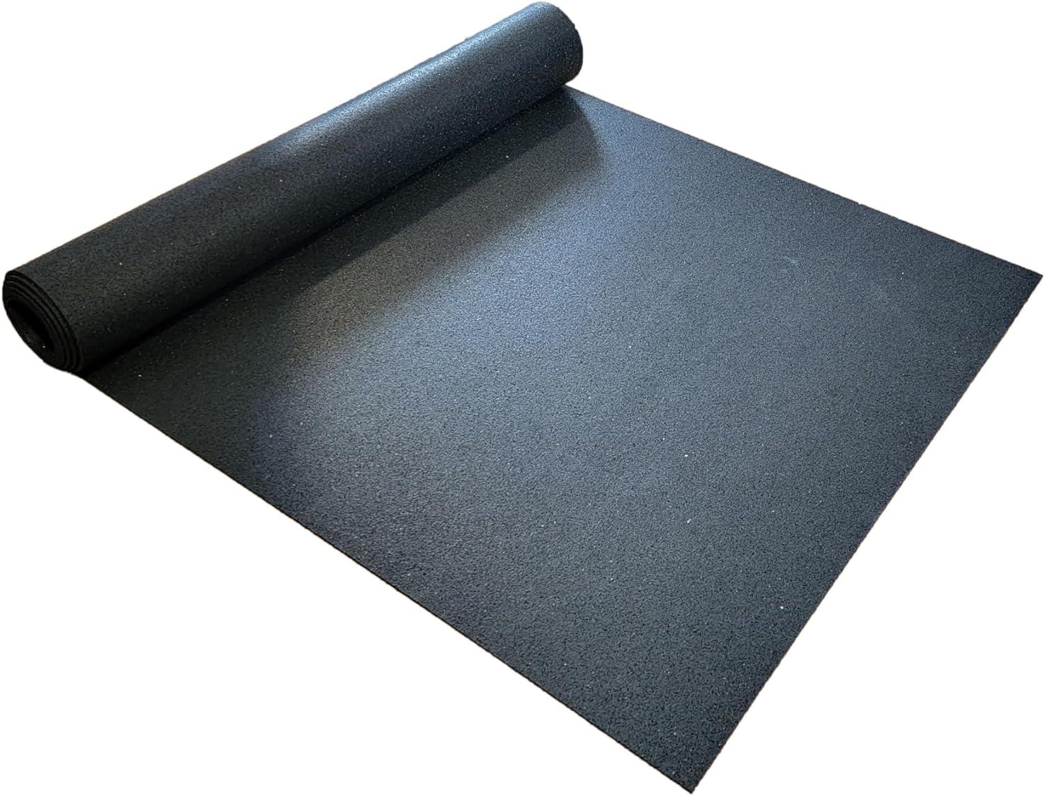 Black 48" x 36" Recycled Rubber Exercise Mat