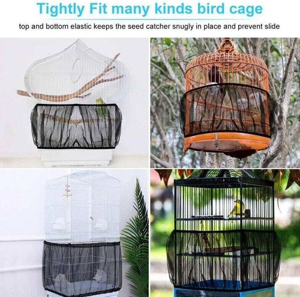 1Pc Black Small Bird Cage Cover,Small Birdcage Seed Catcher Guard Net Cover,Nylon Pet,Airy Gauze Birdcage Accessories Mesh Net,Dust,Bonsai Protection Pet Supplies