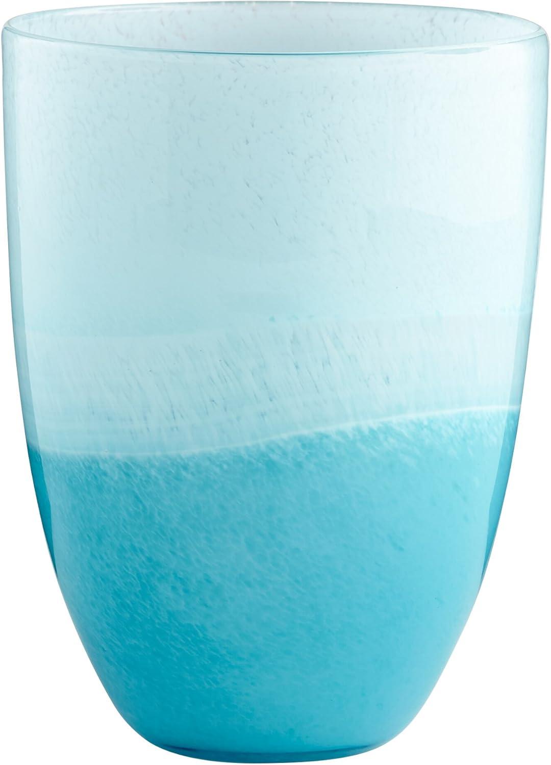 Contemporary Ocean-Inspired Sky Blue Glass Vase 9"