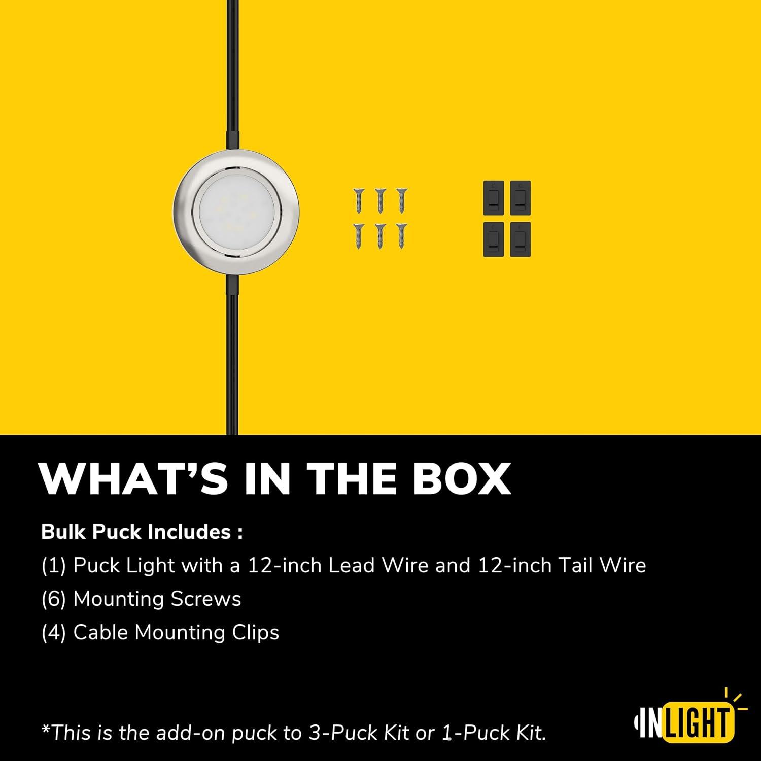 Inlight 2.75" Wide LED Puck Lights Kit, 4000K, Swivel and Wired , Dimmable, 3 Packs