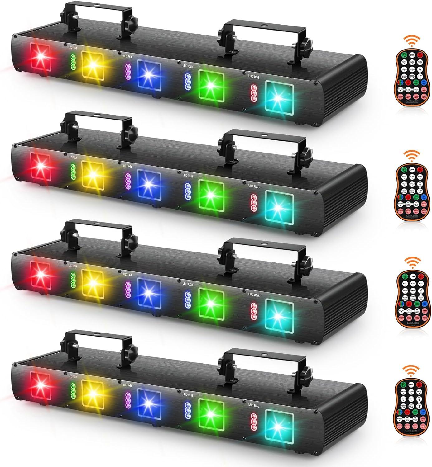 U`King Stage Laser Light, 5 Beam Sound Activated DJ Party Lights RGBYC LED Music Projector with Remote Control DMX for Dancing Birthday Bar Pub Stage